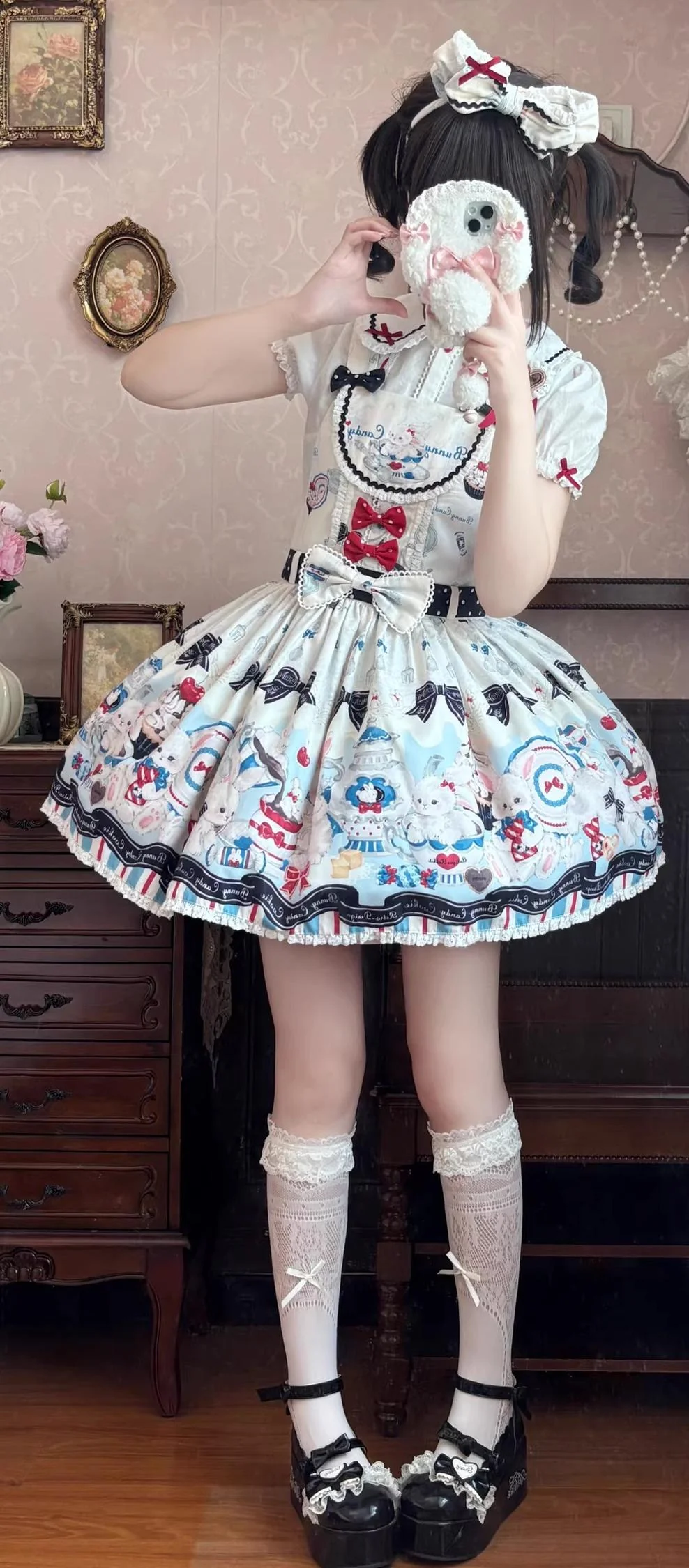 Myth Rabbit Tea Party - Sweet Lolita Dress Set, Bunny Print JSK - Image 26