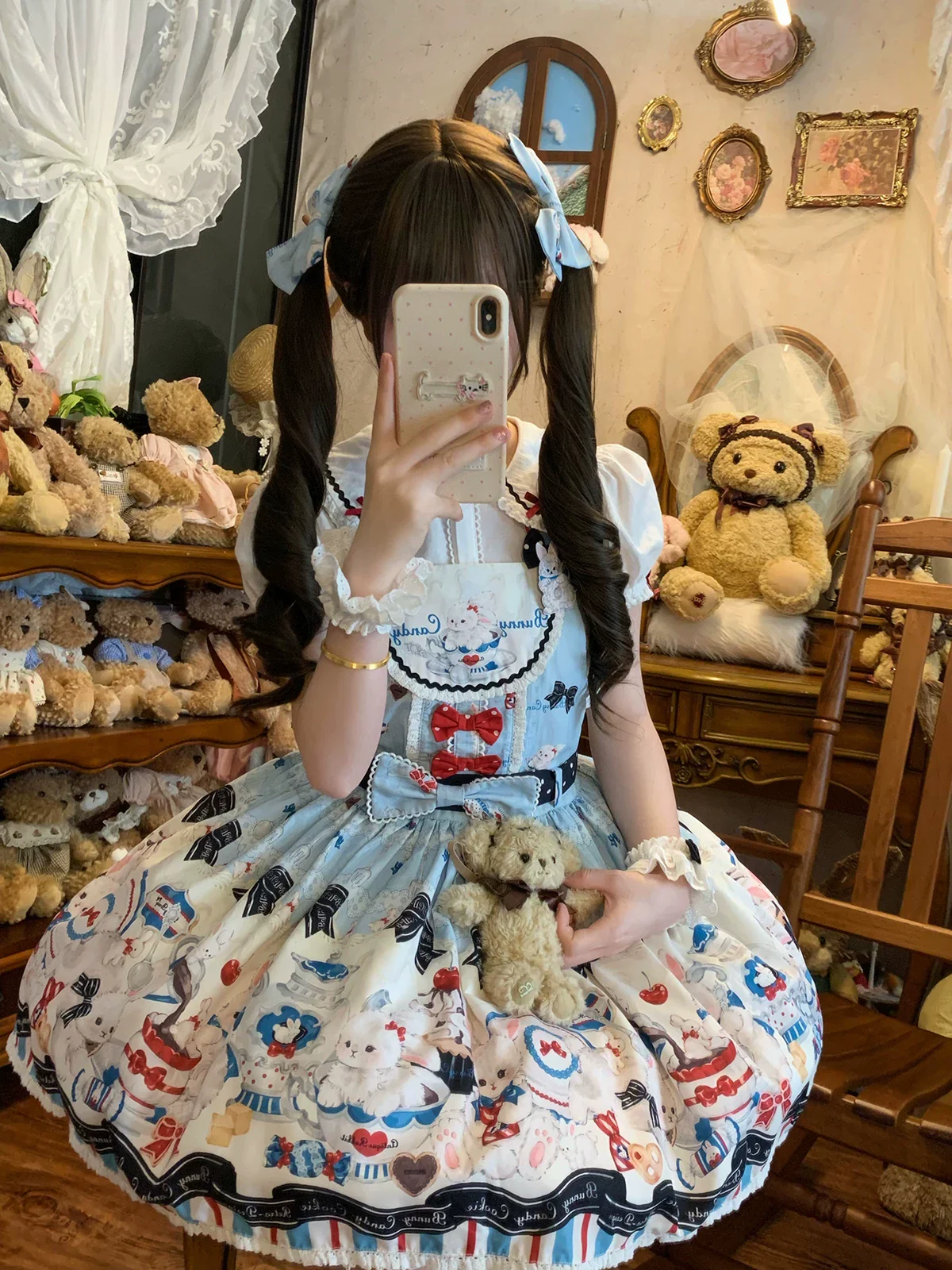 Myth Rabbit Tea Party - Sweet Lolita Dress Set, Bunny Print JSK - Image 29