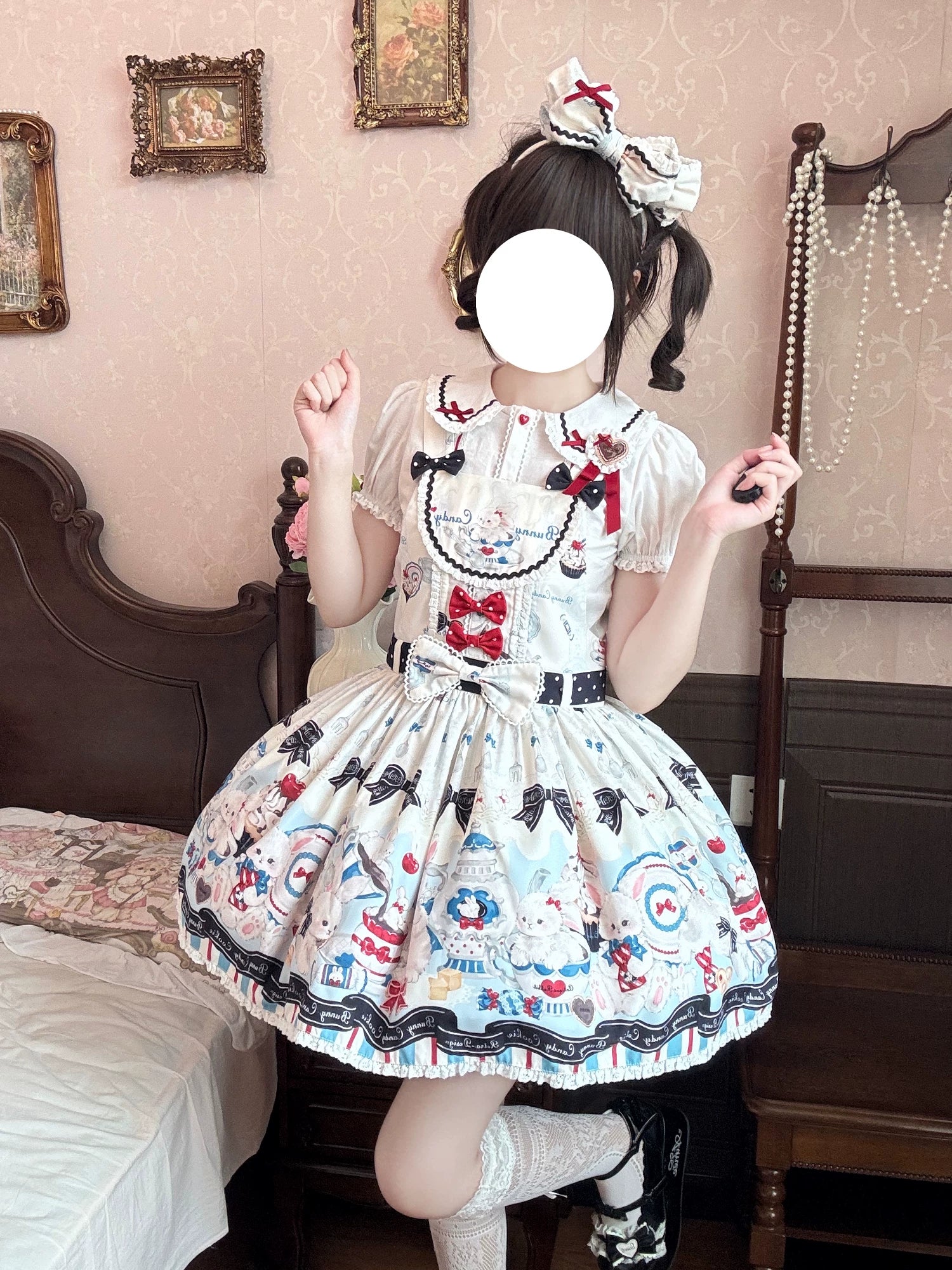 Myth Rabbit Tea Party - Sweet Lolita Dress Set, Bunny Print JSK - Image 3