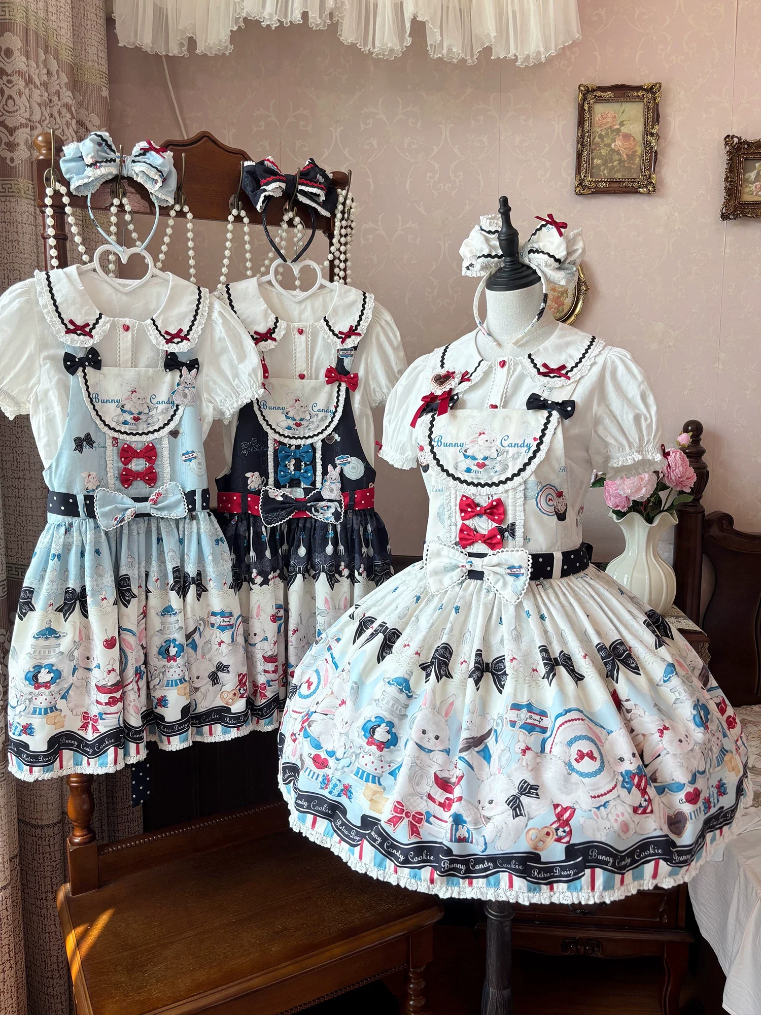 Myth Rabbit Tea Party - Sweet Lolita Dress Set, Bunny Print JSK - Image 31