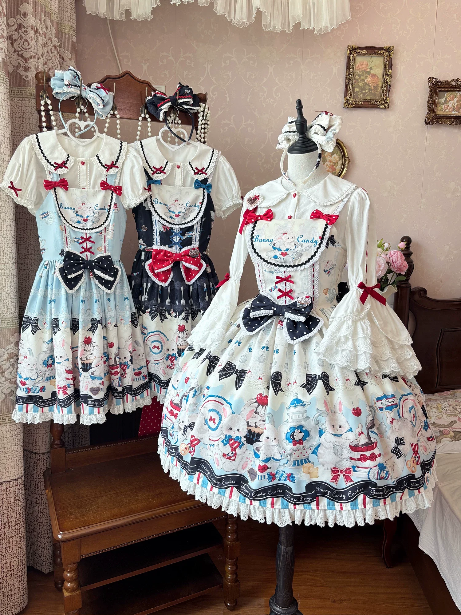 Myth Rabbit Tea Party - Sweet Lolita Dress Set, Bunny Print JSK - Image 32
