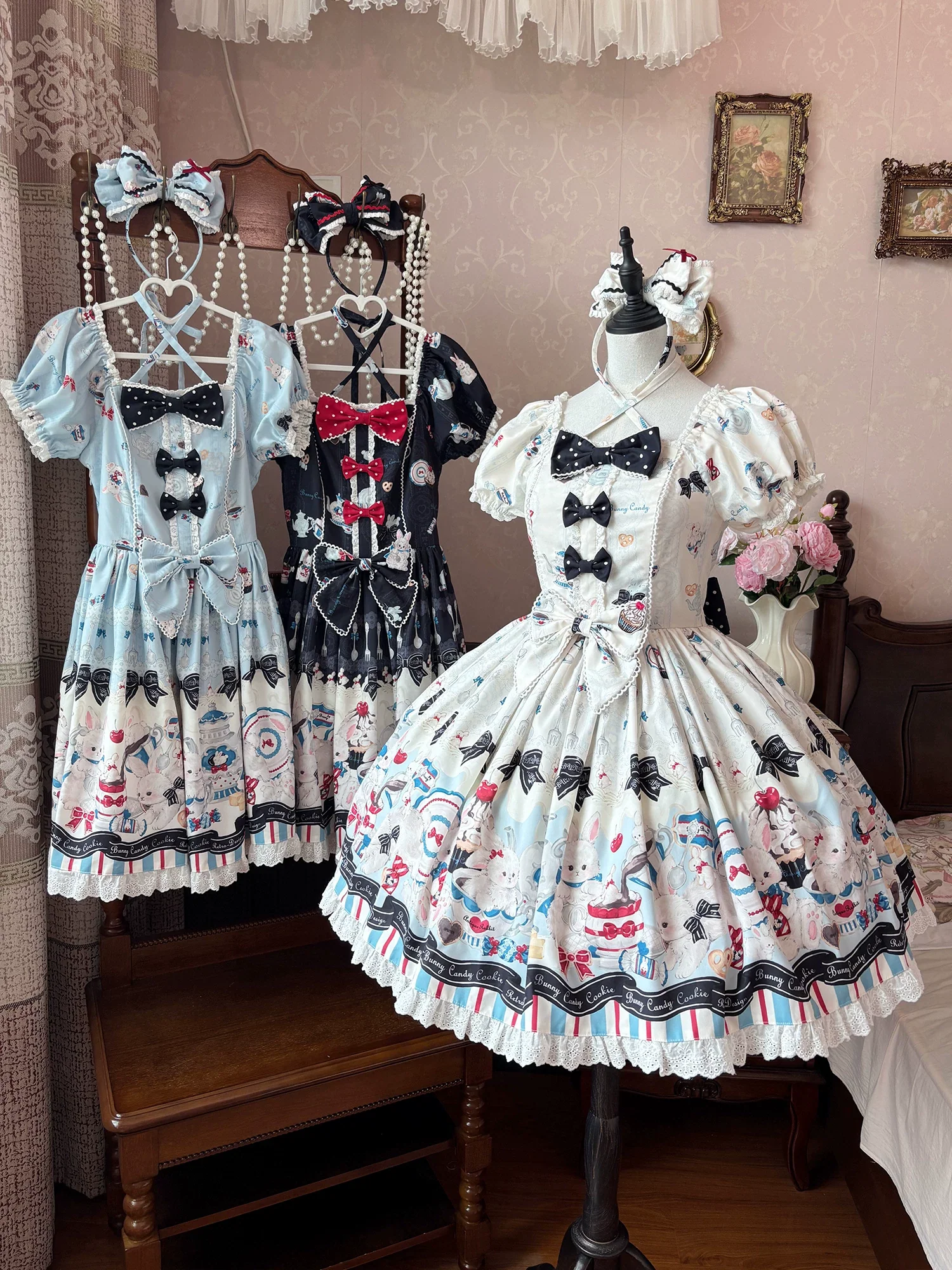 Myth Rabbit Tea Party - Sweet Lolita Dress Set, Bunny Print JSK - Image 33