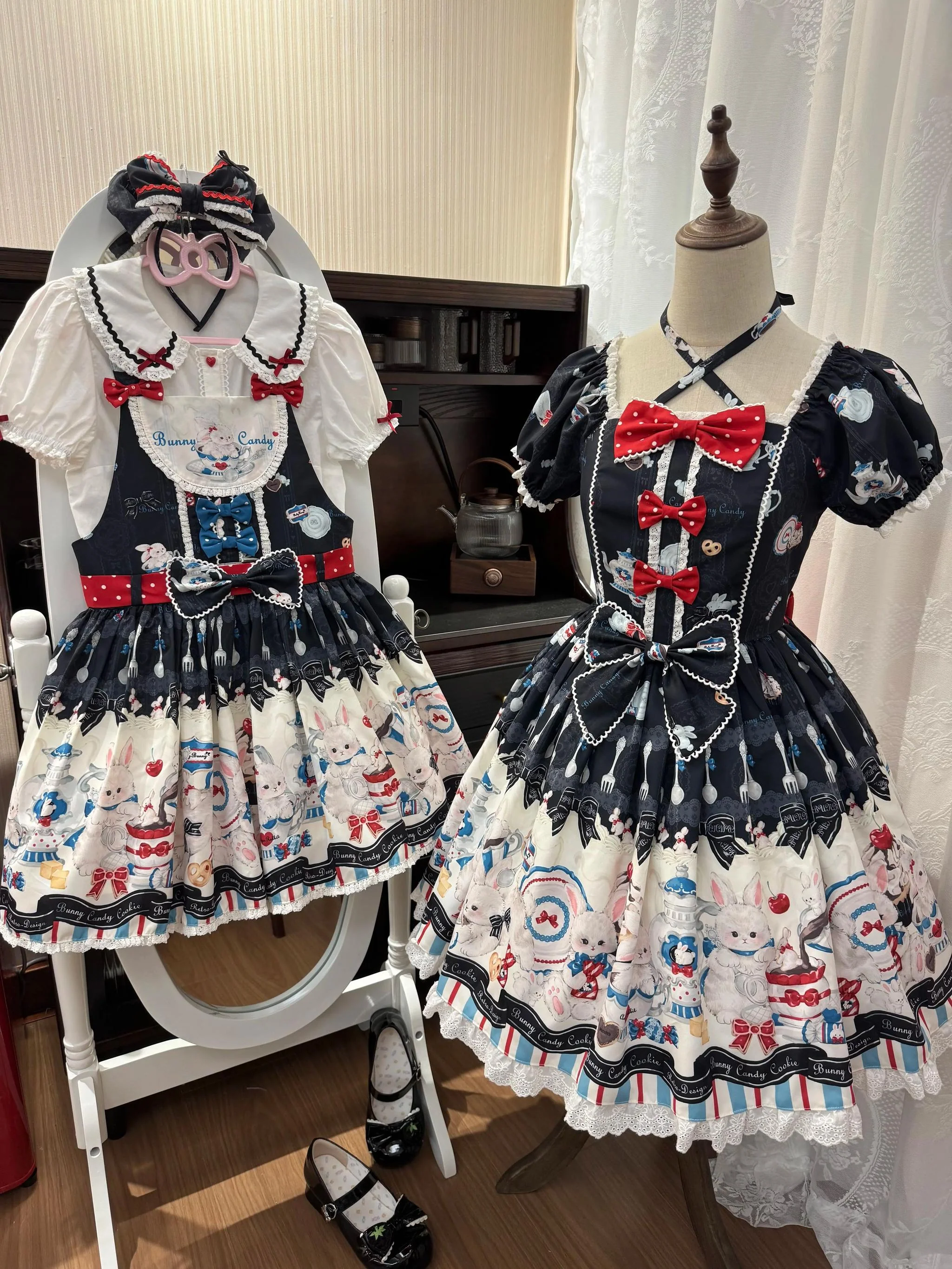 Myth Rabbit Tea Party - Sweet Lolita Dress Set, Bunny Print JSK - Image 34