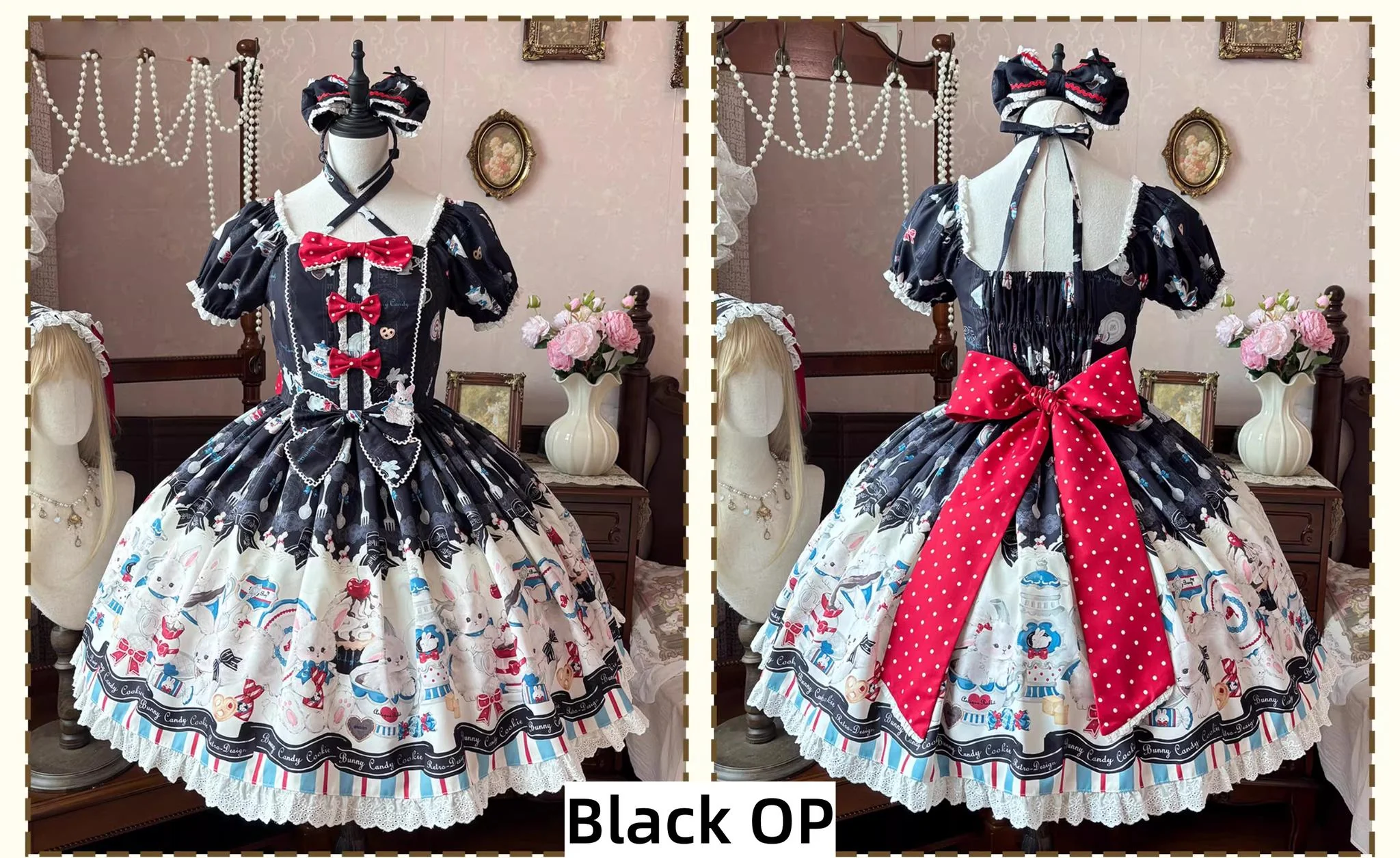 Myth Rabbit Tea Party - Sweet Lolita Dress Set, Bunny Print JSK - Image 38