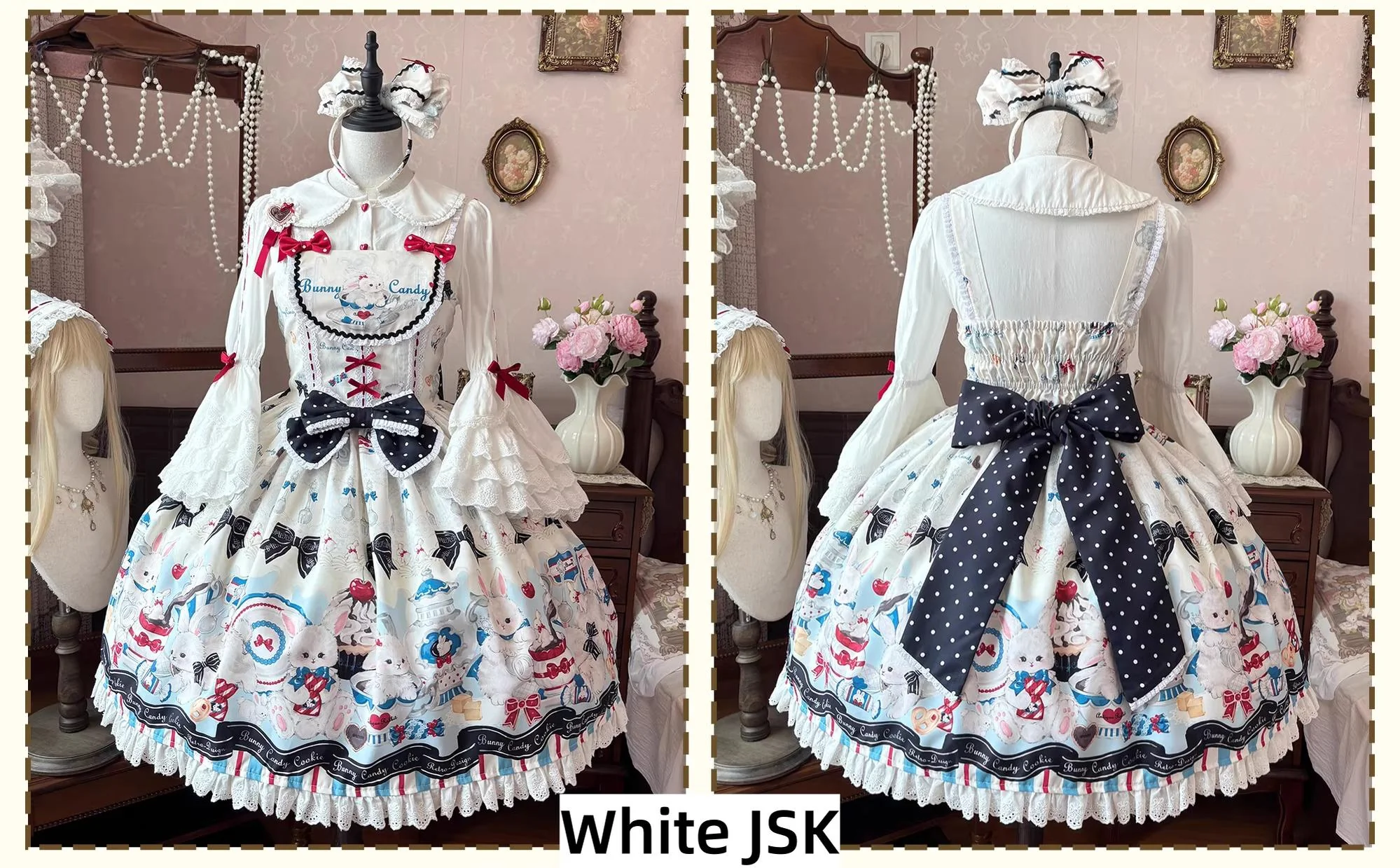 Myth Rabbit Tea Party - Sweet Lolita Dress Set, Bunny Print JSK - Image 39