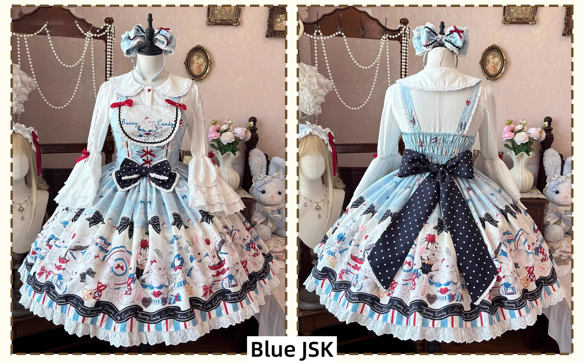 Myth Rabbit Tea Party - Sweet Lolita Dress Set, Bunny Print JSK - Image 40