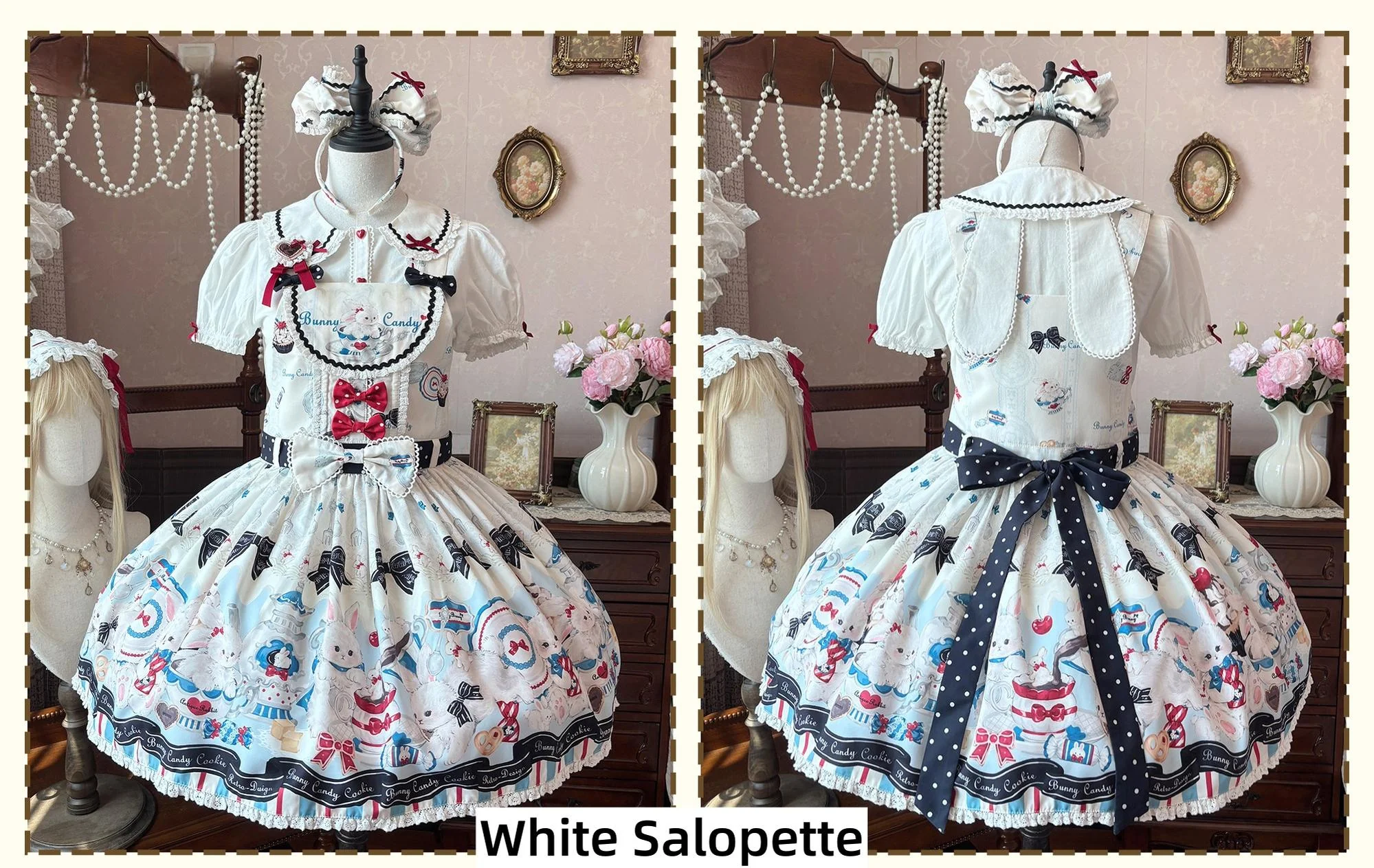Myth Rabbit Tea Party - Sweet Lolita Dress Set, Bunny Print JSK - Image 42