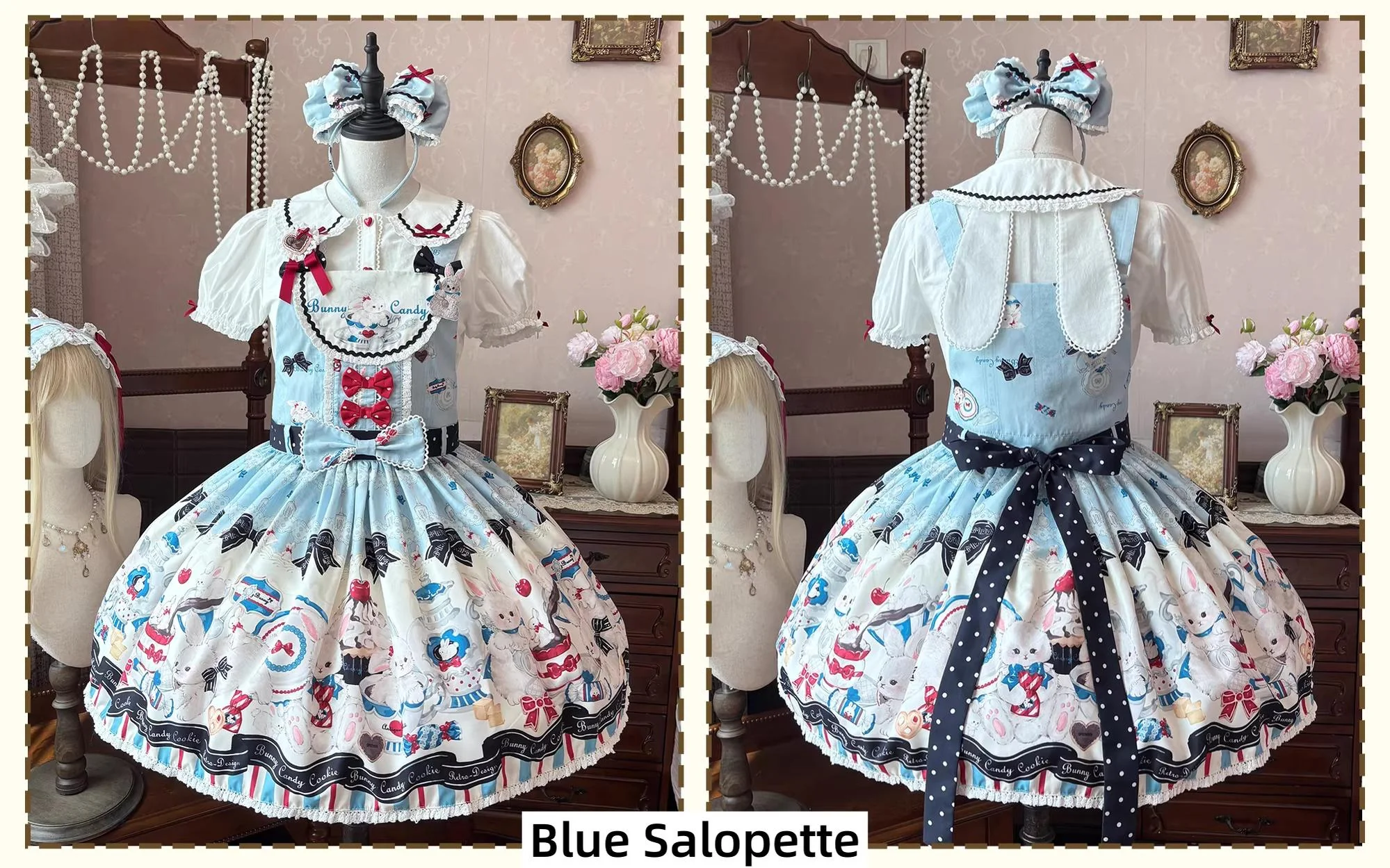 Myth Rabbit Tea Party - Sweet Lolita Dress Set, Bunny Print JSK - Image 43