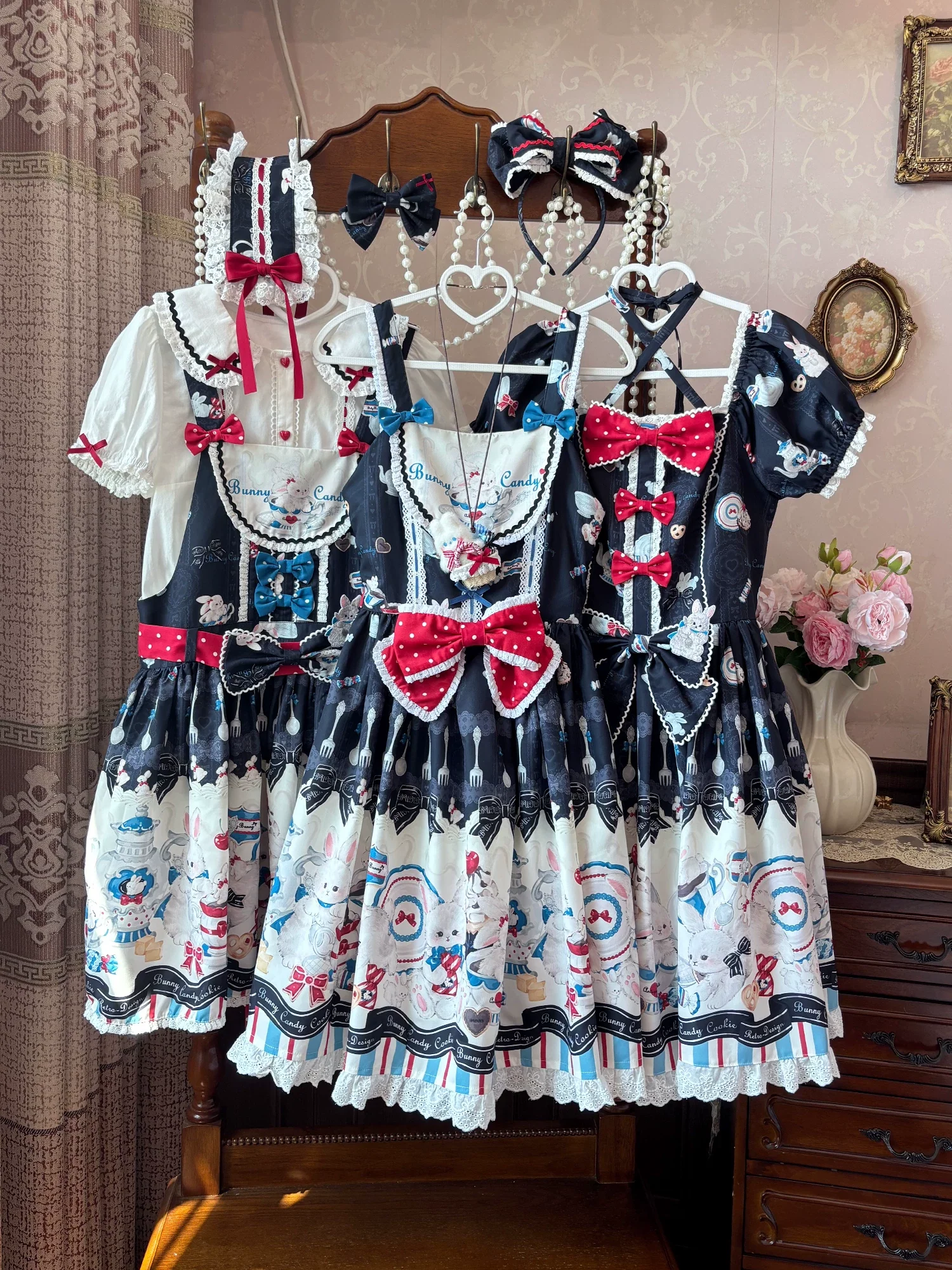 Myth Rabbit Tea Party - Sweet Lolita Dress Set, Bunny Print JSK - Image 48