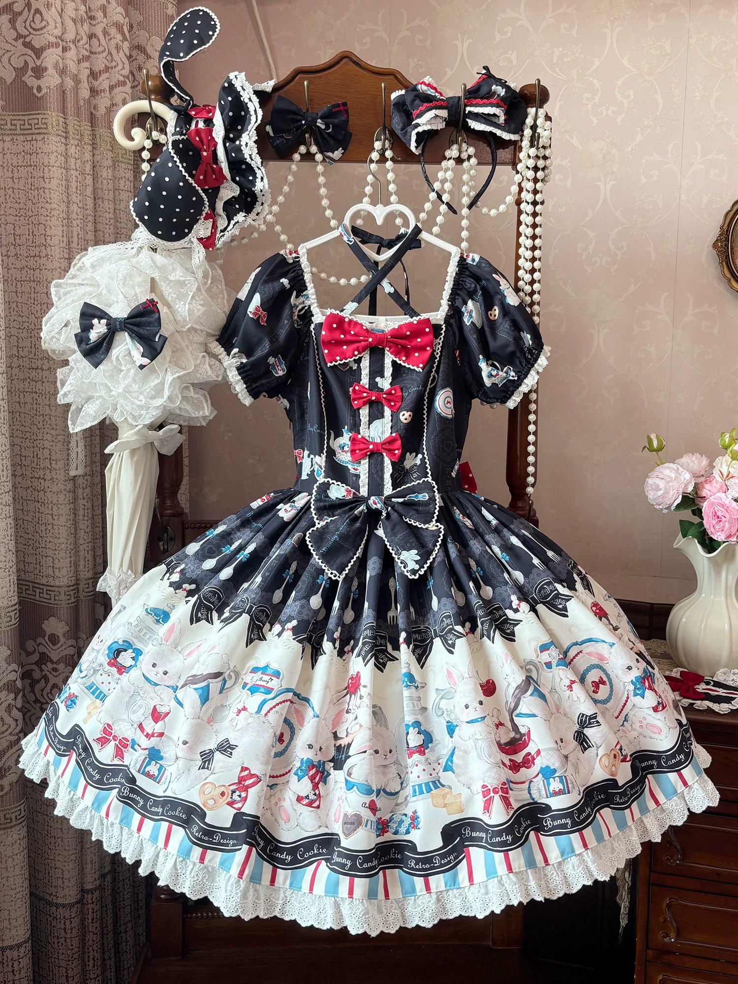 Myth Rabbit Tea Party - Sweet Lolita Dress Set, Bunny Print JSK - Image 51