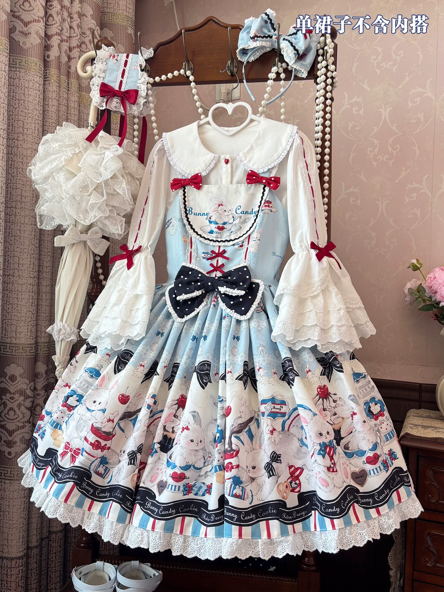 Myth Rabbit Tea Party - Sweet Lolita Dress Set, Bunny Print JSK - Image 53