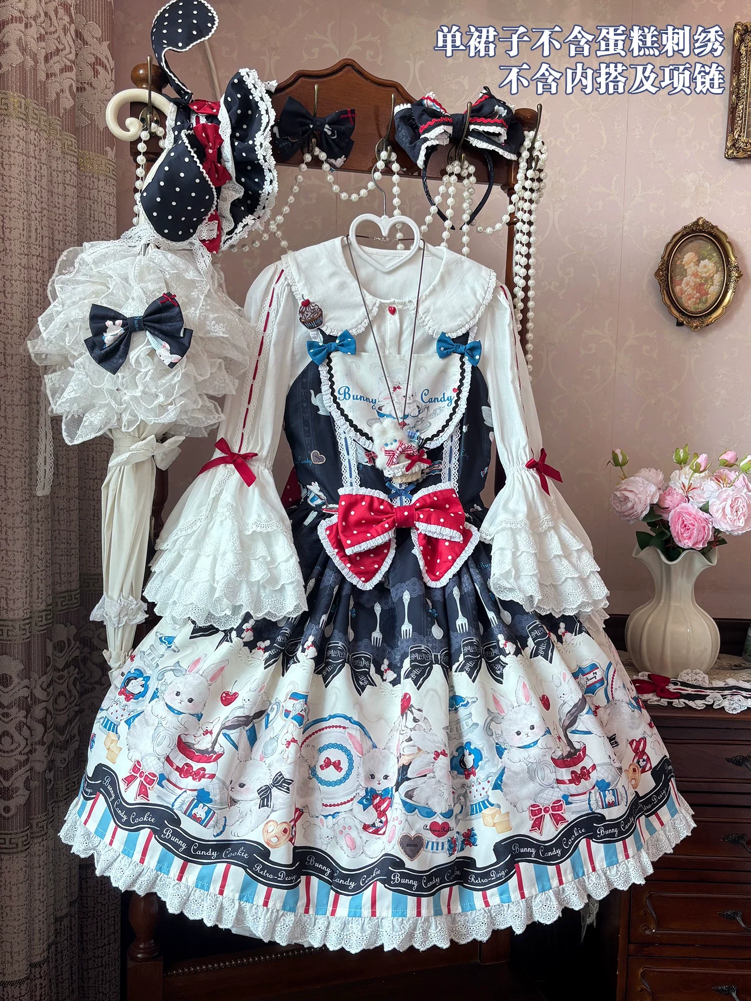 Myth Rabbit Tea Party - Sweet Lolita Dress Set, Bunny Print JSK - Image 54