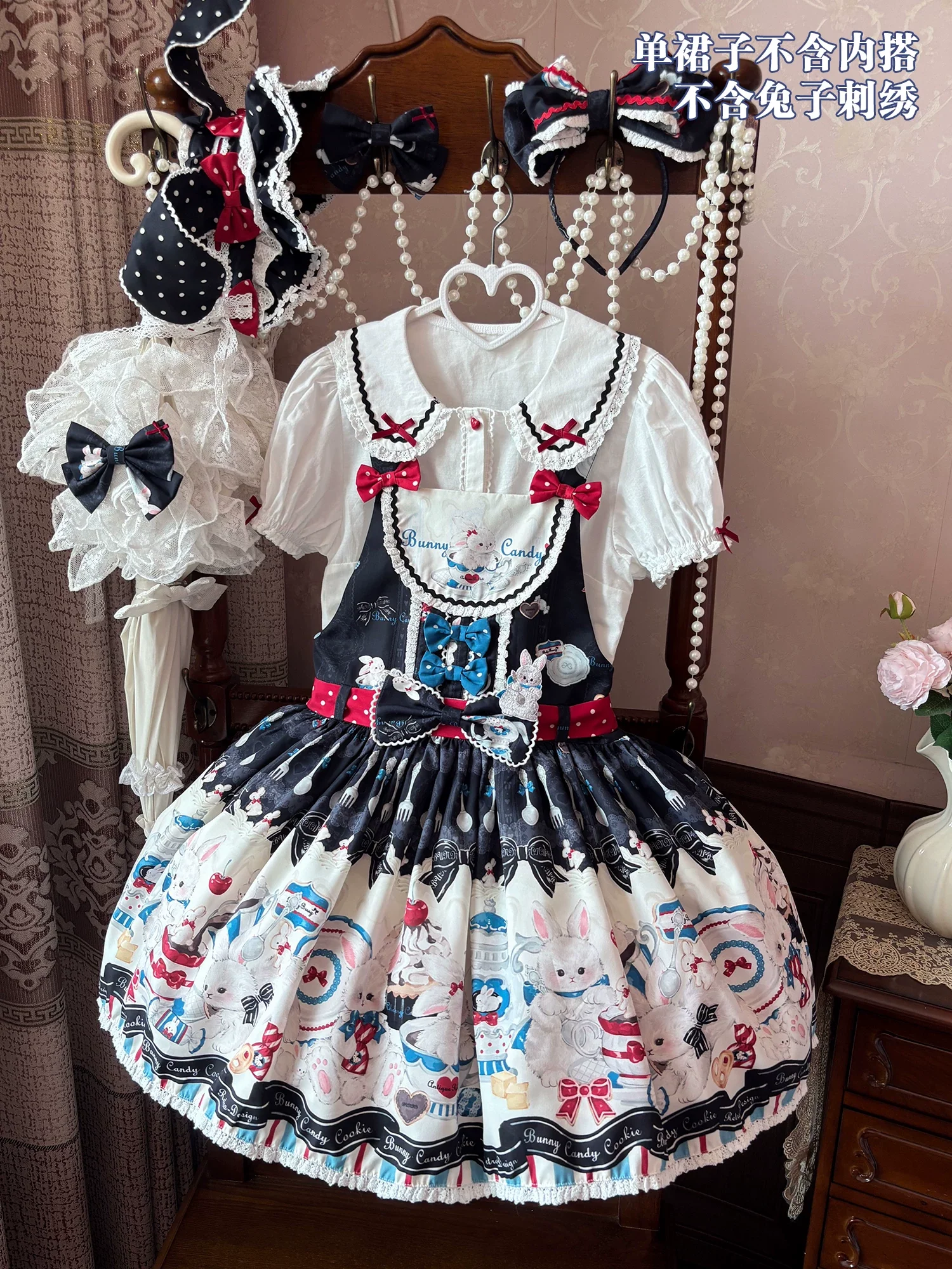 Myth Rabbit Tea Party - Sweet Lolita Dress Set, Bunny Print JSK - Image 57