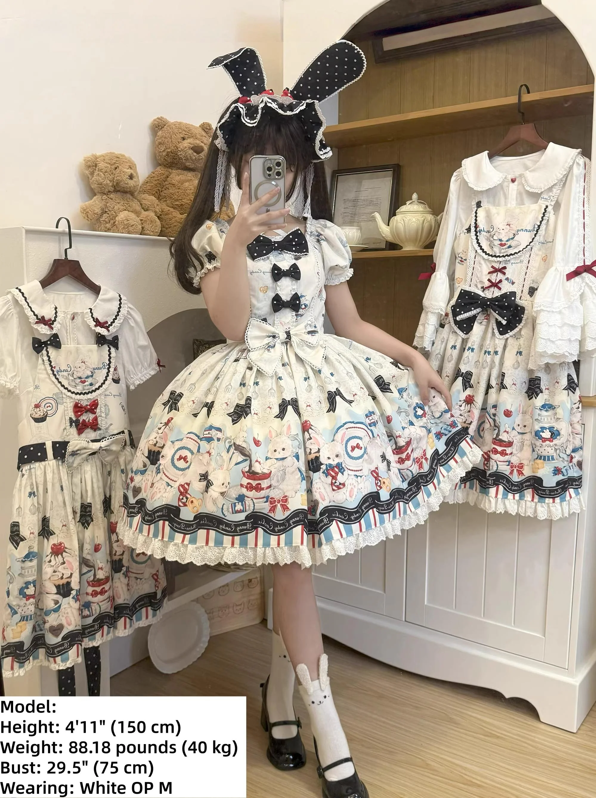 Myth Rabbit Tea Party - Sweet Lolita Dress Set, Bunny Print JSK - Image 6