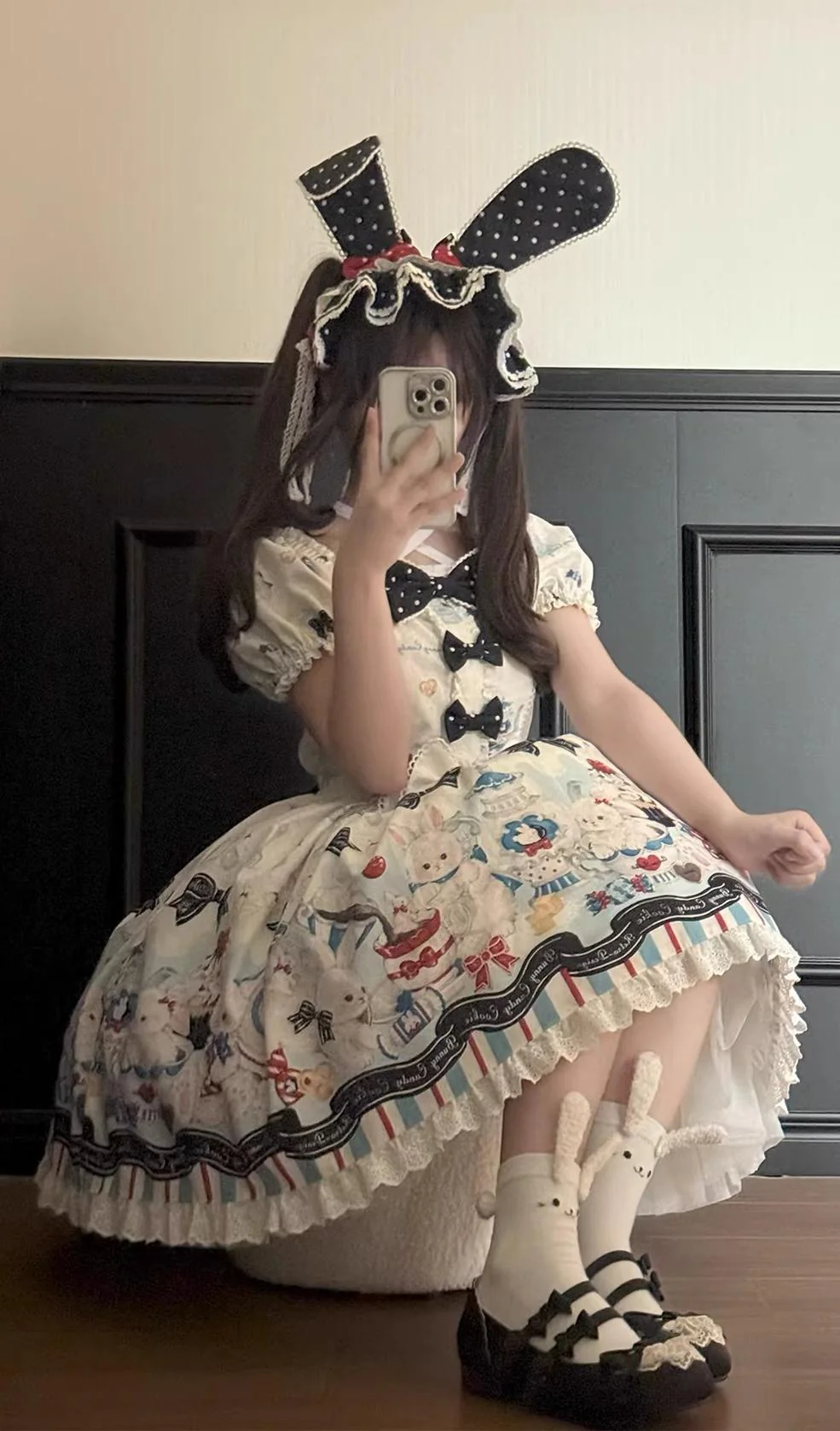 Myth Rabbit Tea Party - Sweet Lolita Dress Set, Bunny Print JSK - Image 8