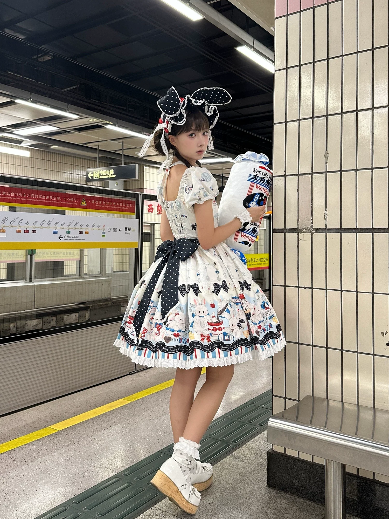 Myth Rabbit Tea Party - Sweet Lolita Dress Set, Bunny Print JSK - Image 9