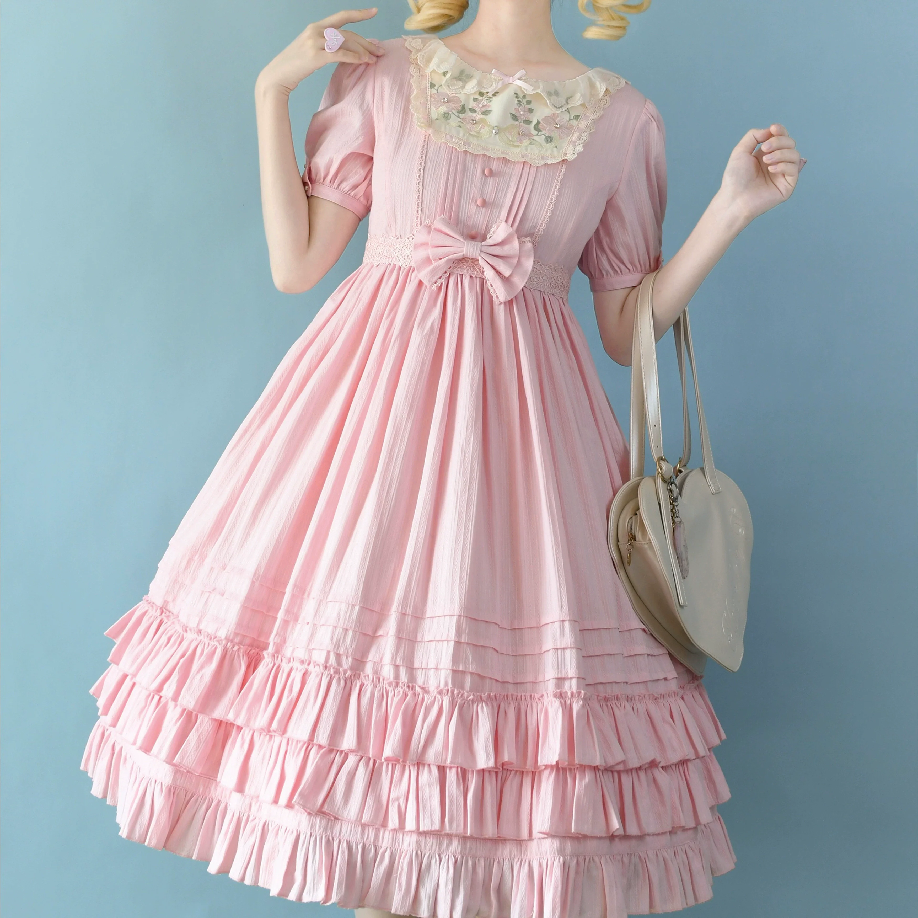 Nerry - Sweet Lolita Embroidered OP Dress Multicolors - Image 10