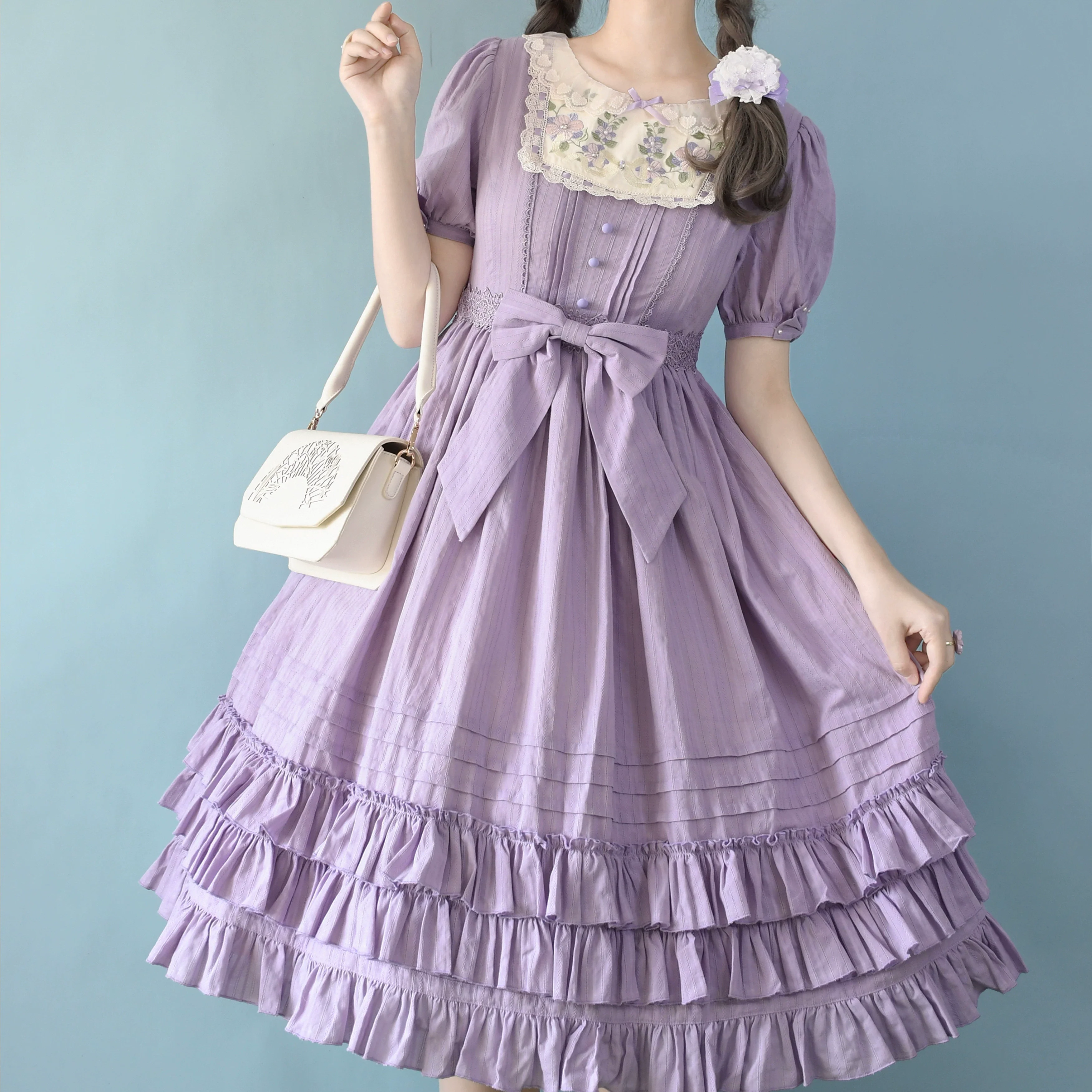 Nerry - Sweet Lolita Embroidered OP Dress Multicolors - Image 5