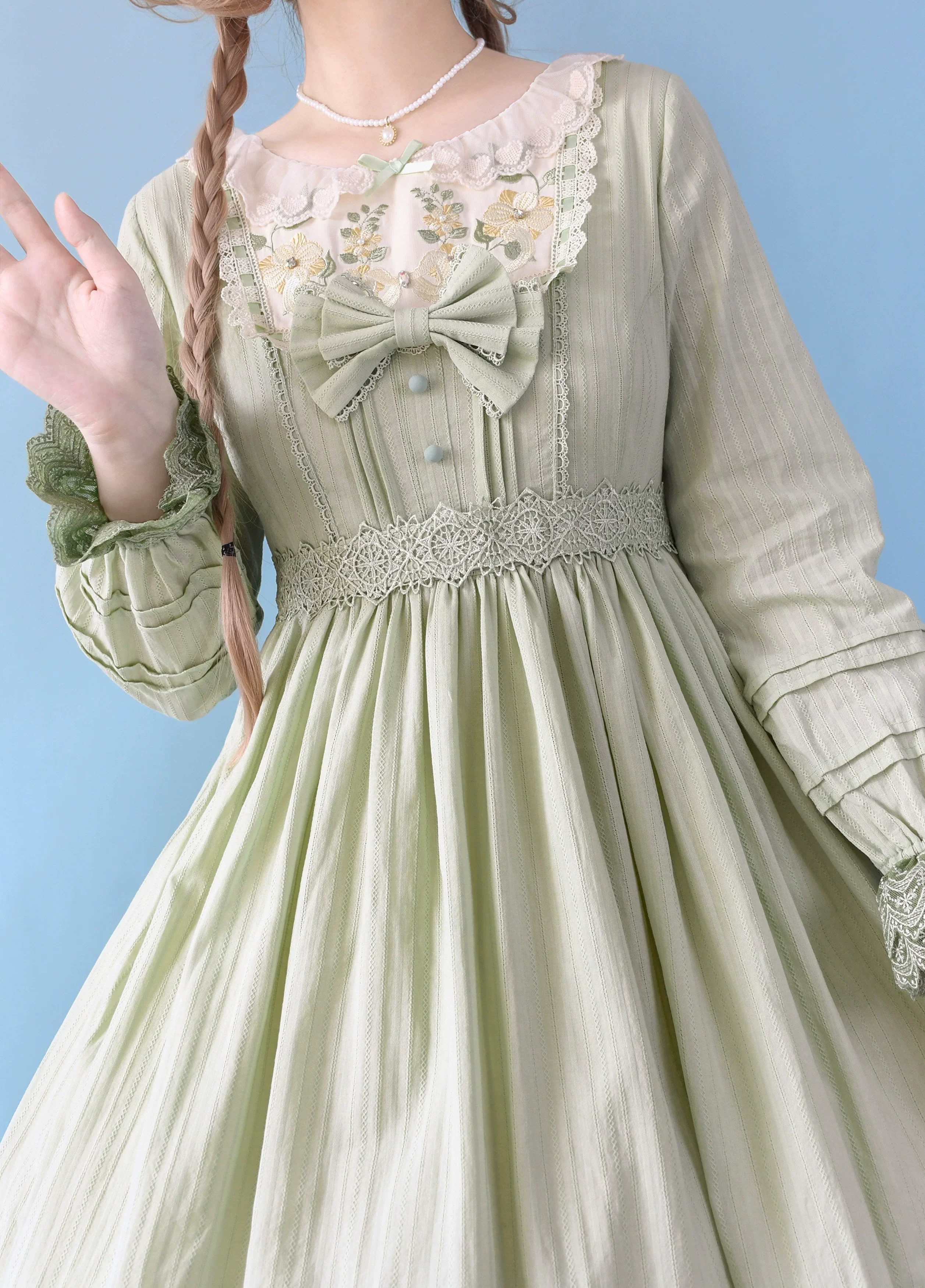 Nerry - Sweet Lolita Embroidered OP Dress Multicolors - Image 8