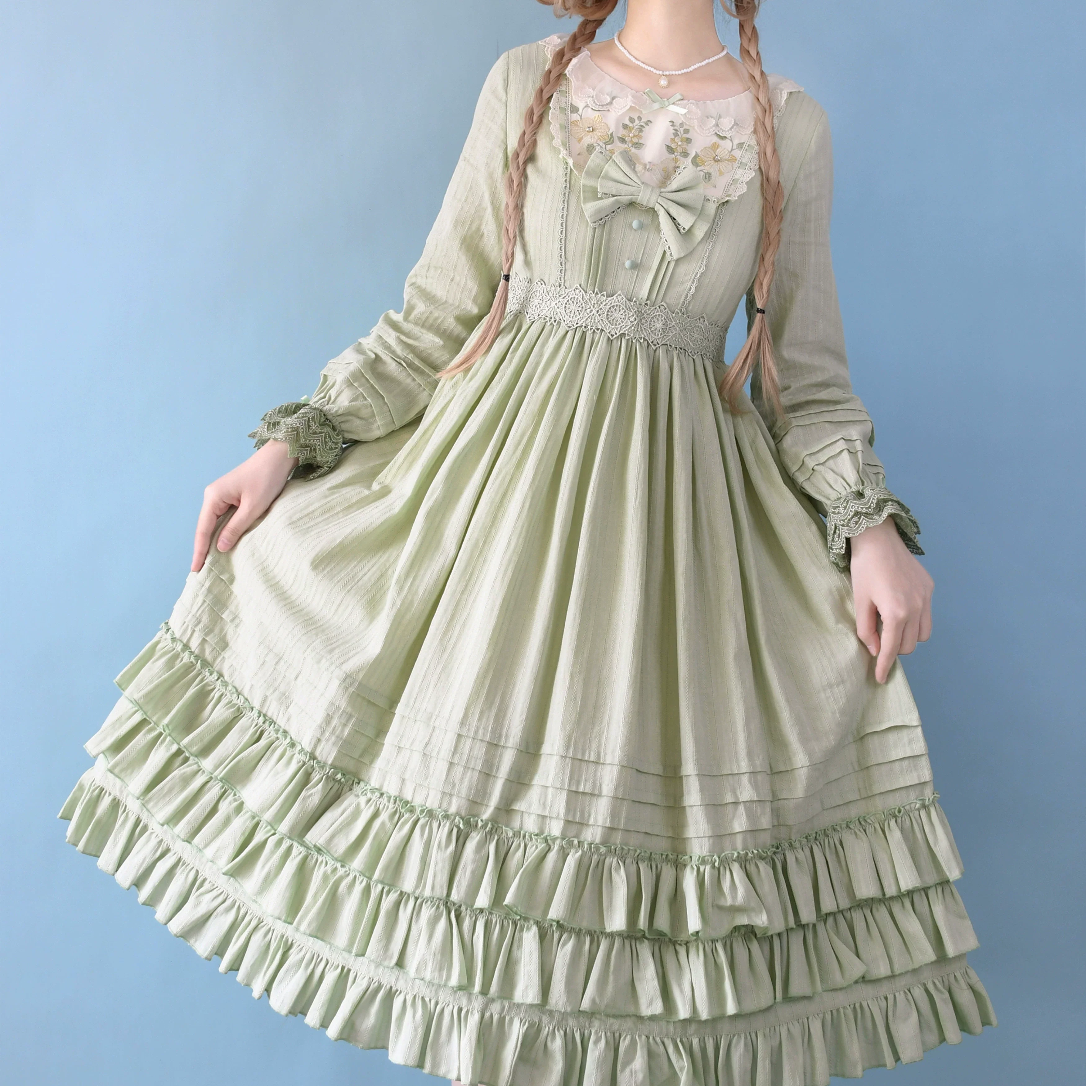 Nerry - Sweet Lolita Embroidered OP Dress Multicolors - Image 9