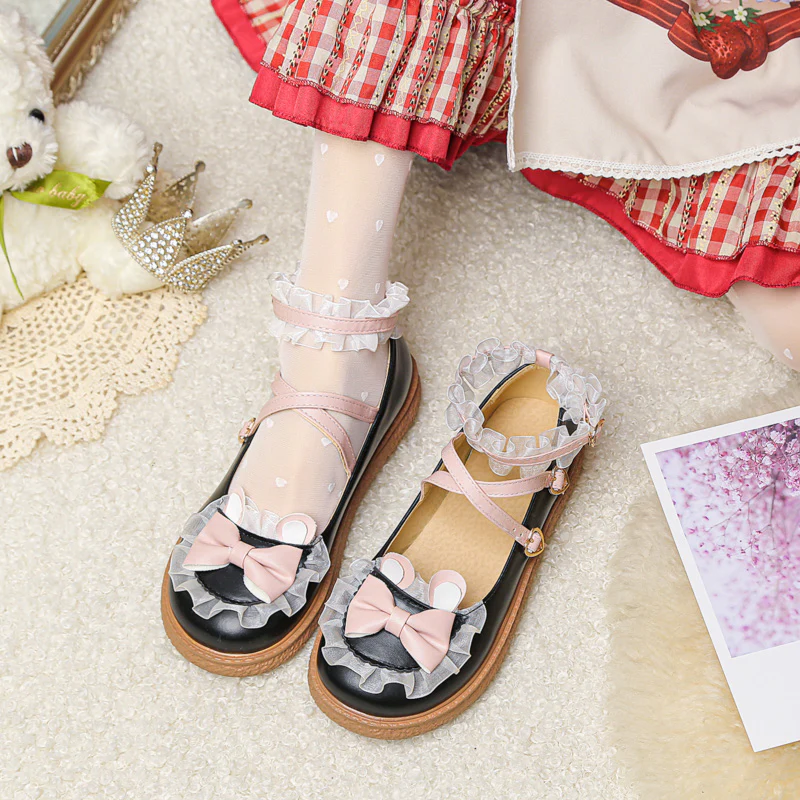 Yana - Sweet Bunny - Sweet Lolita Flat Shoes with Ear and Bow Decorations - Image 16