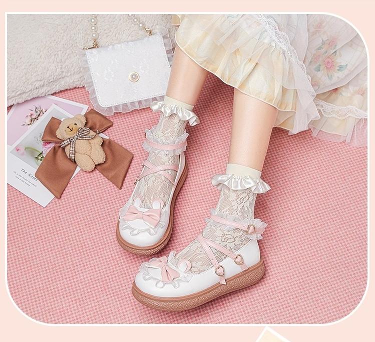 Yana - Sweet Bunny - Sweet Lolita Flat Shoes with Ear and Bow Decorations - Image 5