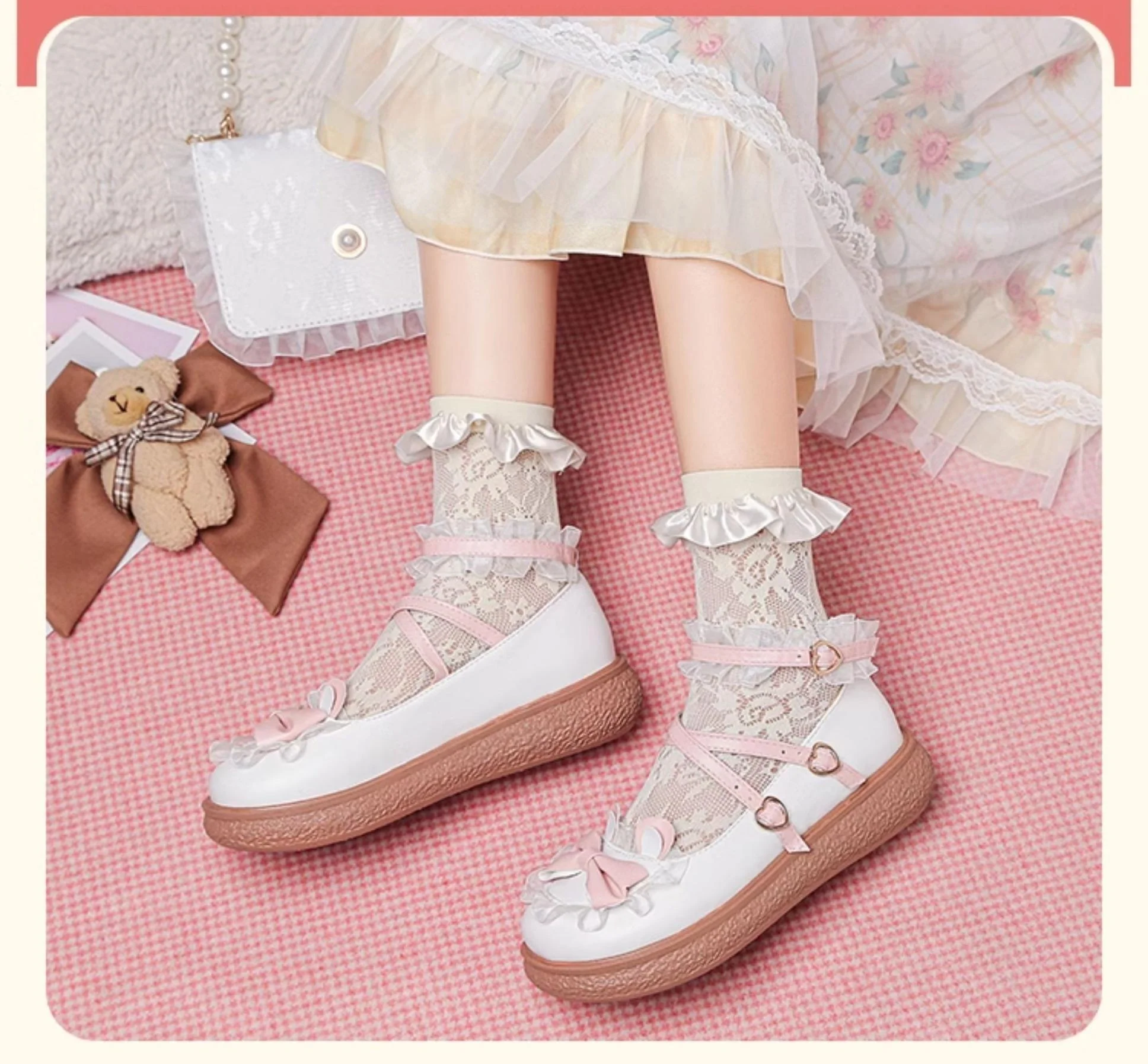 Yana - Sweet Bunny - Sweet Lolita Flat Shoes with Ear and Bow Decorations - Image 6