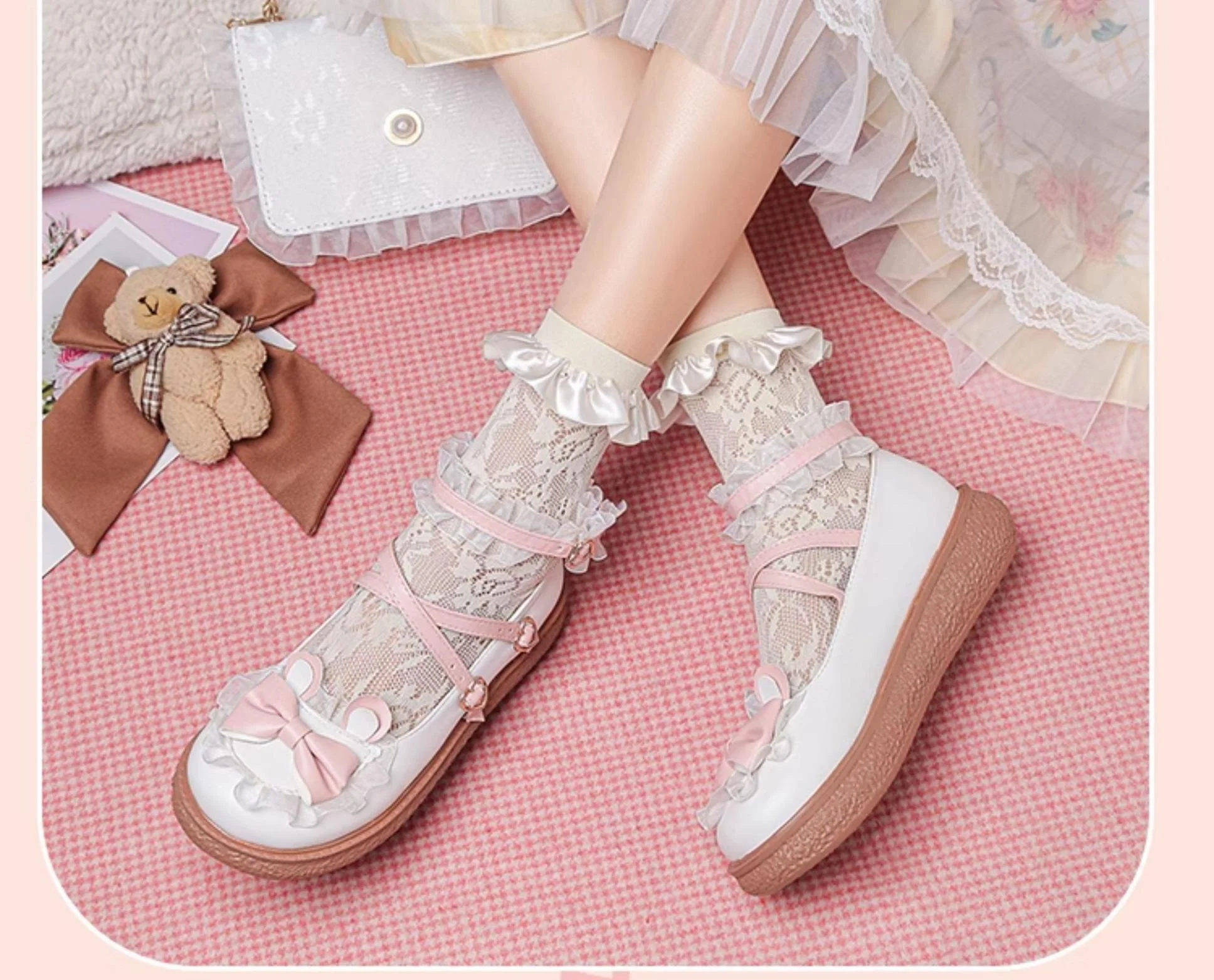 Yana - Sweet Bunny - Sweet Lolita Flat Shoes with Ear and Bow Decorations - Image 7