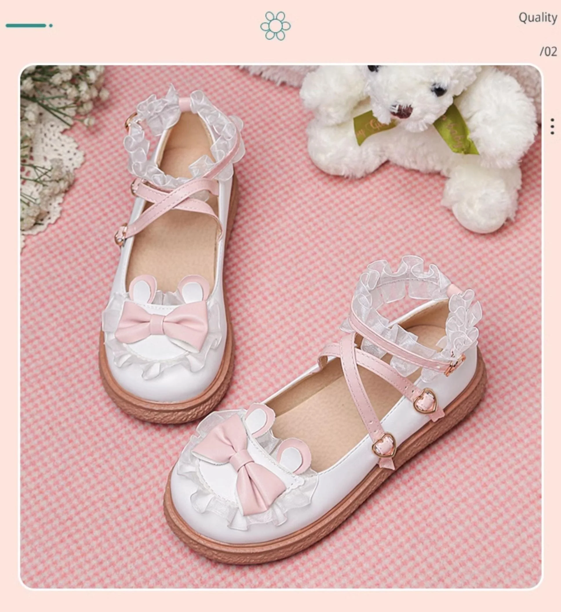 Yana - Sweet Bunny - Sweet Lolita Flat Shoes with Ear and Bow Decorations - Image 9
