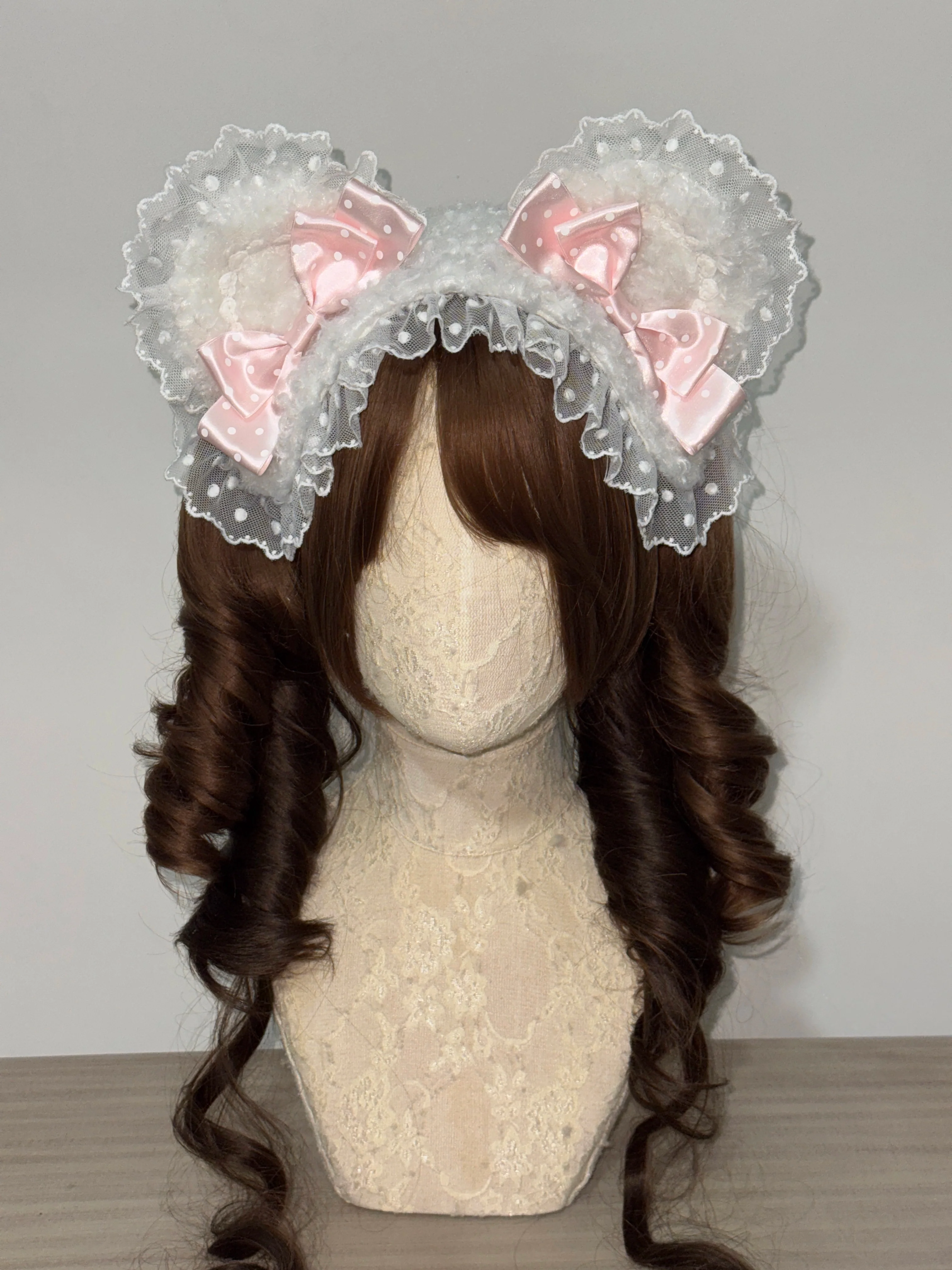Sweet Lolita Handmade Lace Headband, Bear Ear Design - Image 3