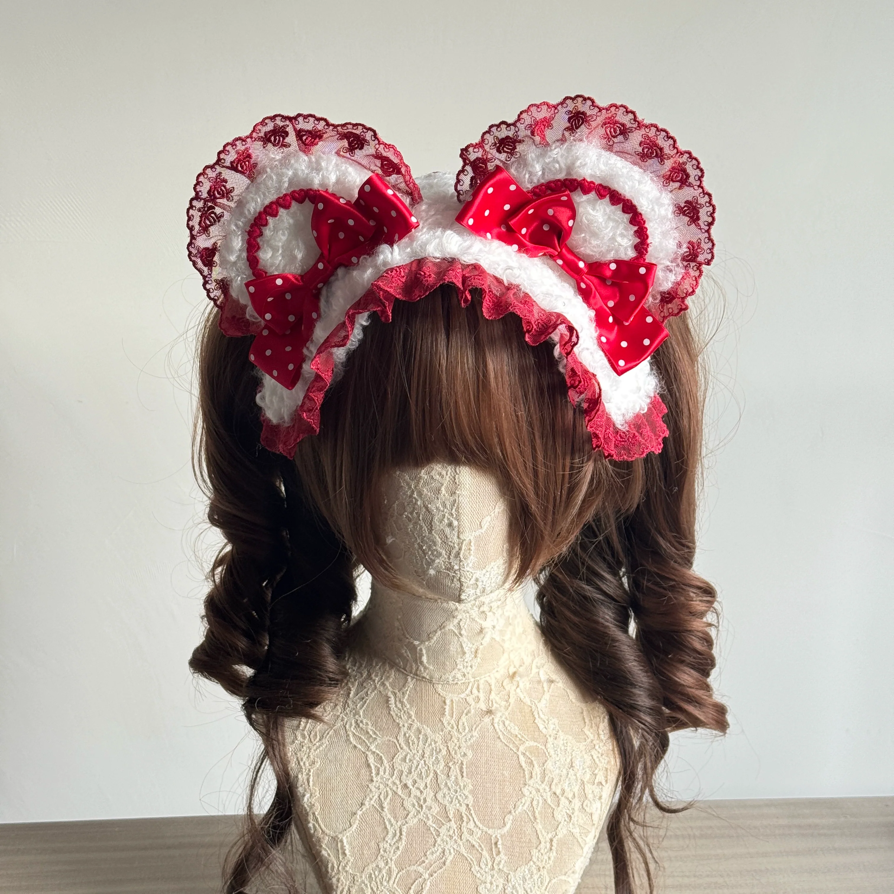 Sweet Lolita Handmade Lace Headband, Bear Ear Design - Image 4