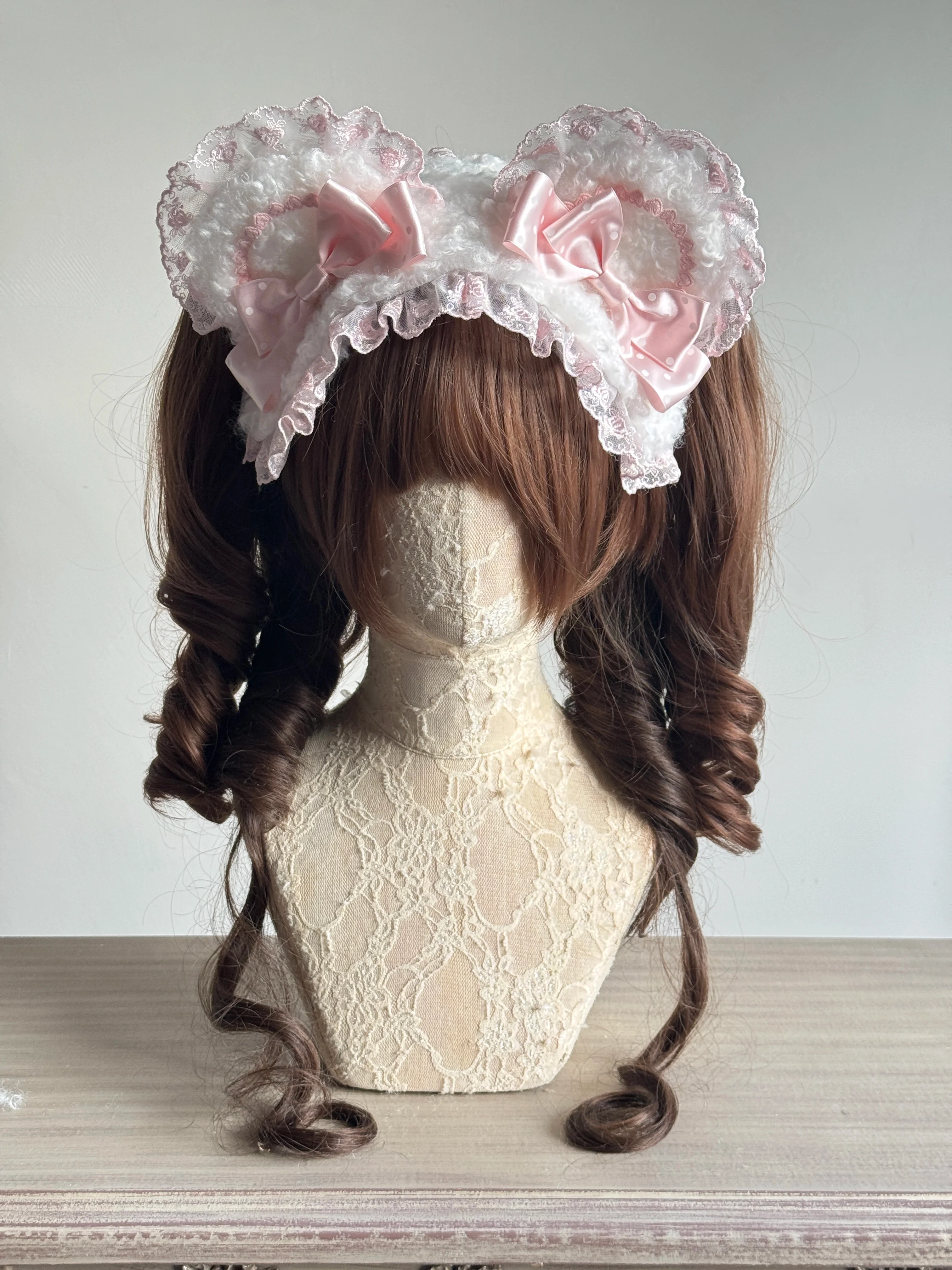 Sweet Lolita Handmade Lace Headband, Bear Ear Design - Image 8