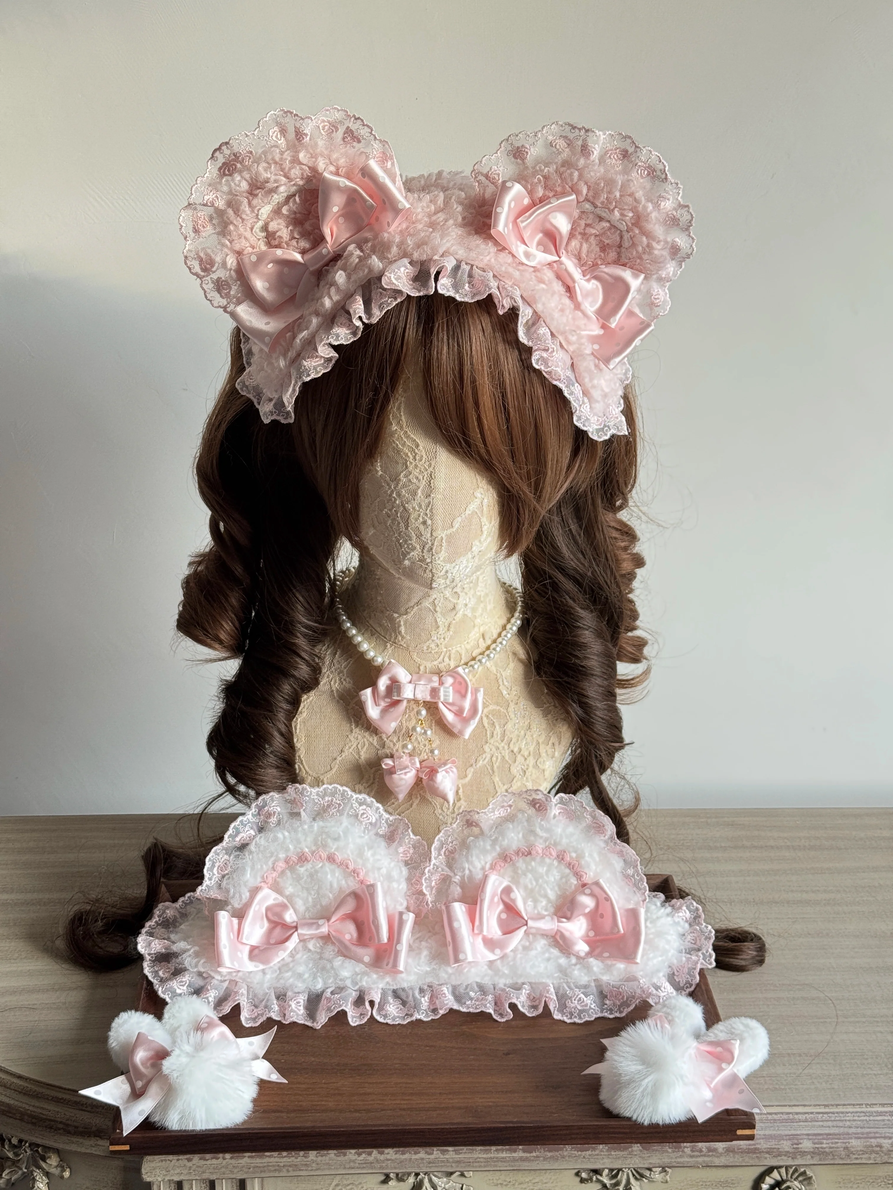 Sweet Lolita Handmade Lace Headband, Bear Ear Design - Image 9
