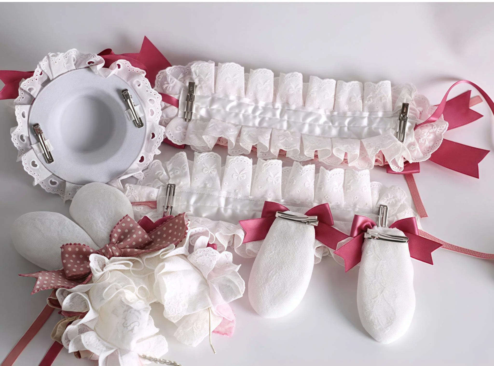 Xiaogui - Sweet Lolita Headdress Pink White Bunny Ear Hair Accessory - Image 14