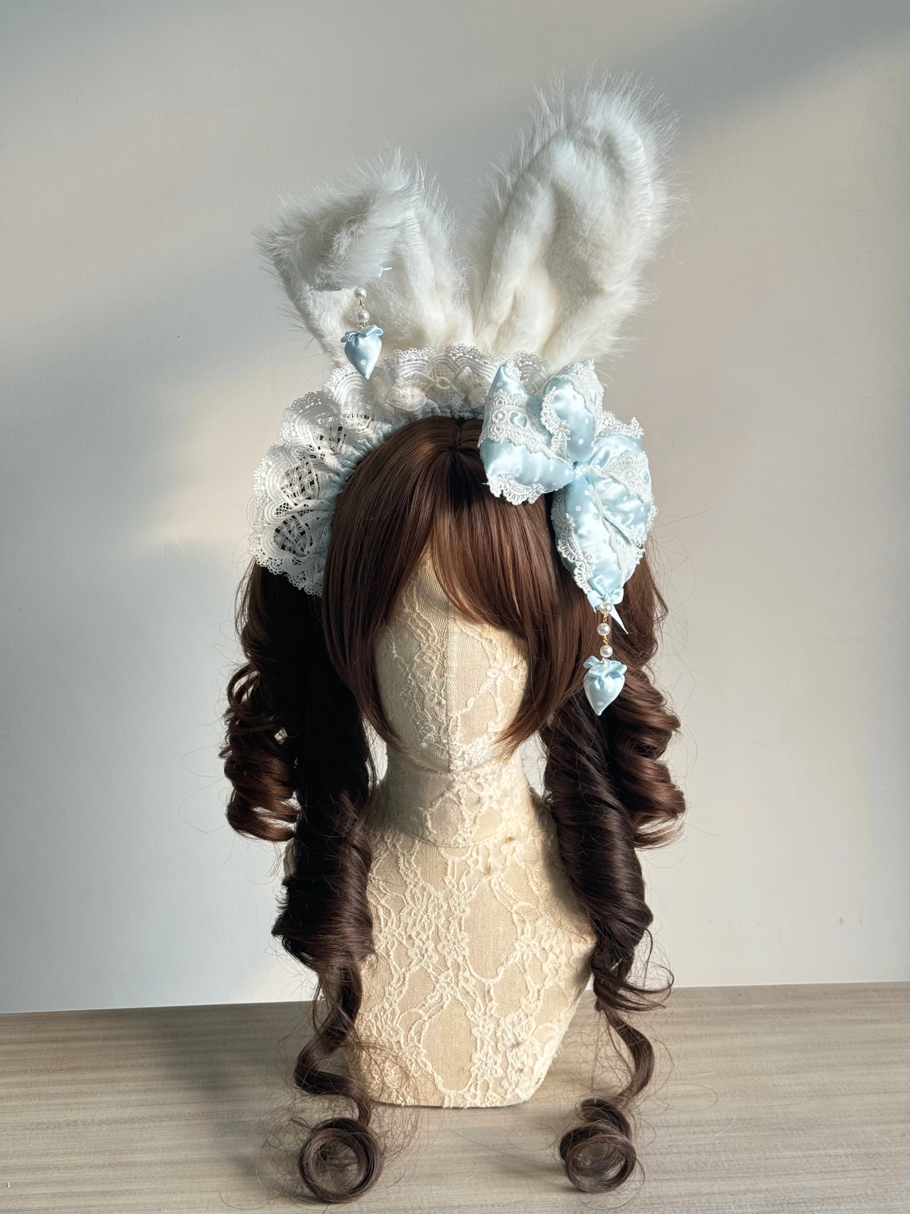 Sweet Lolita Headdress, Polka Dot Bow, Bunny Ear - Image 5