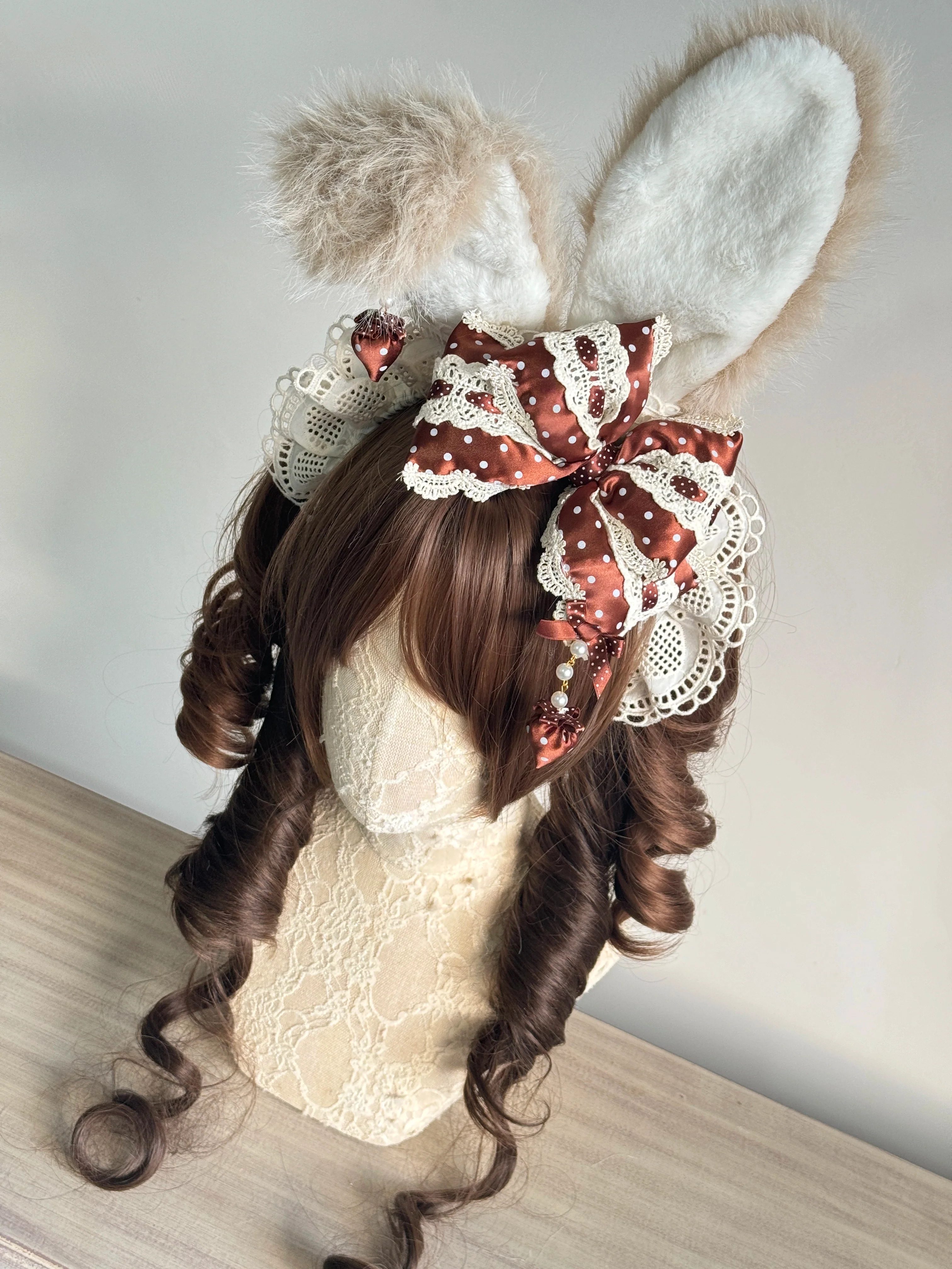 Sweet Lolita Headdress, Polka Dot Bow, Bunny Ear - Image 6