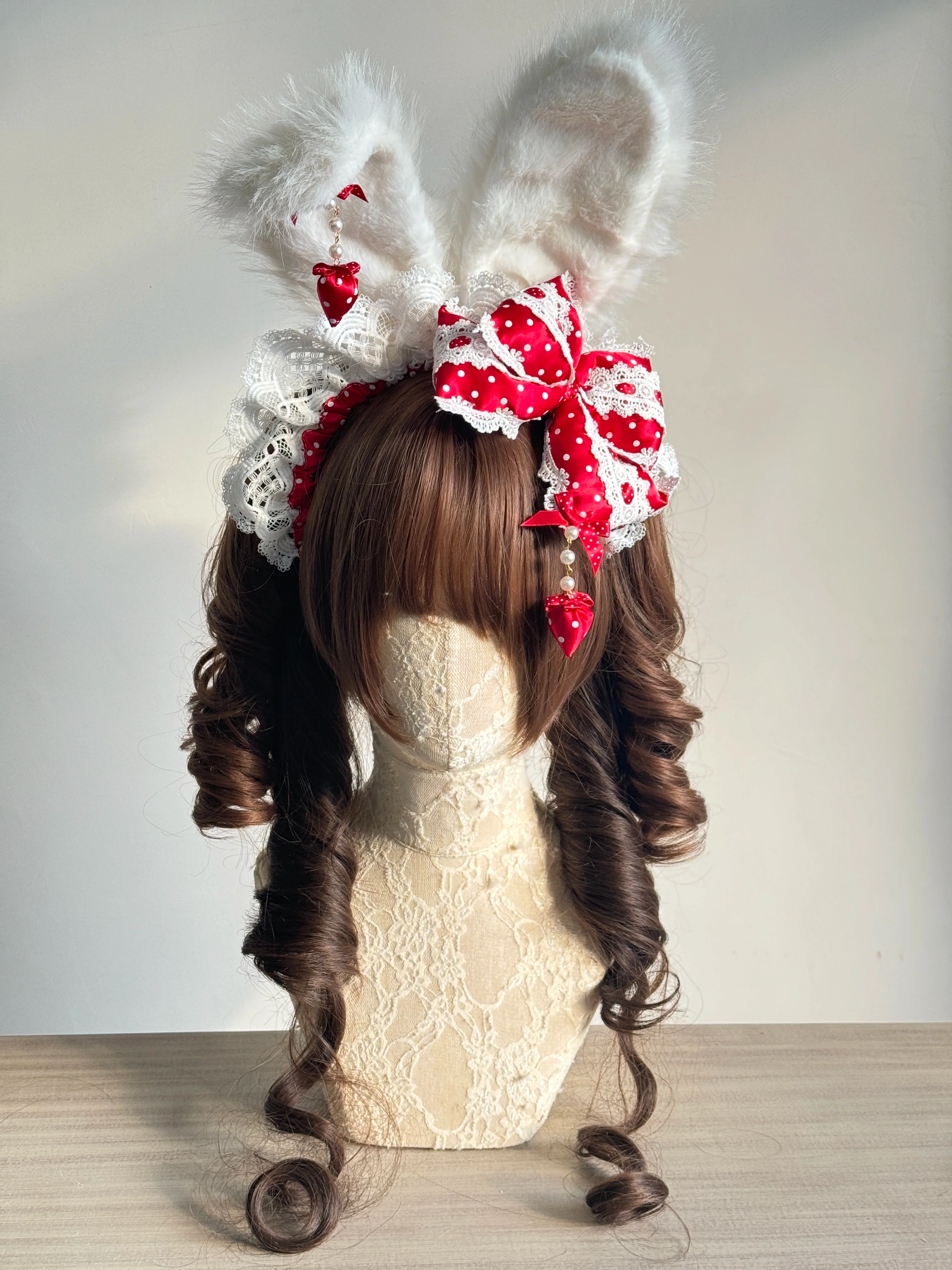 Sweet Lolita Headdress, Polka Dot Bow, Bunny Ear - Image 7