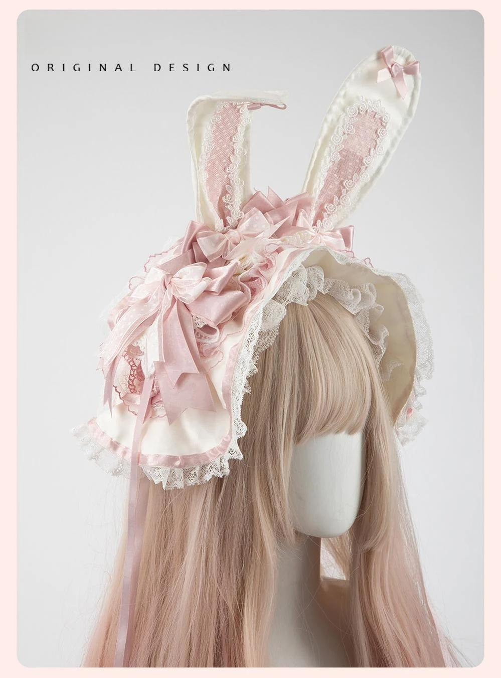 Sweet Lolita Headdress Set, Detachable Bunny Ears
