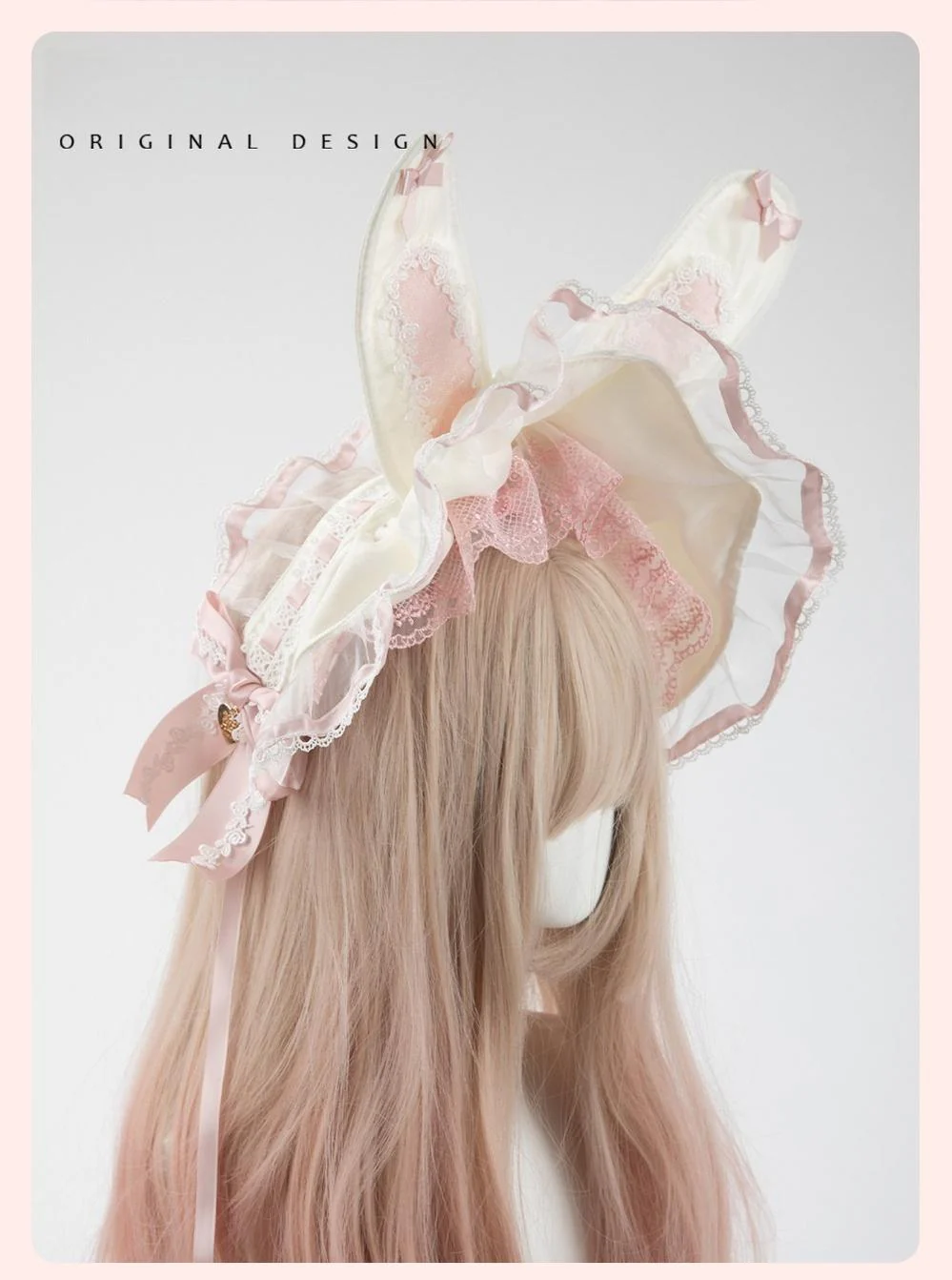 Sweet Lolita Headdress Set, Detachable Bunny Ears - Image 2