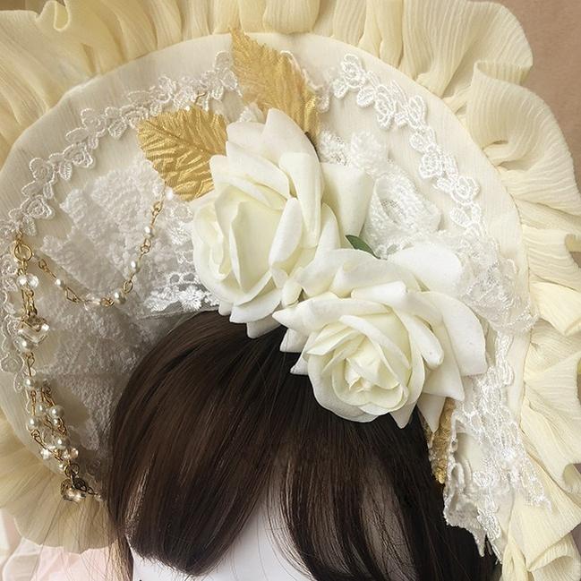 Dawn Wedding - Sweet Lolita Headress, Rose Decorated BNT - Image 5