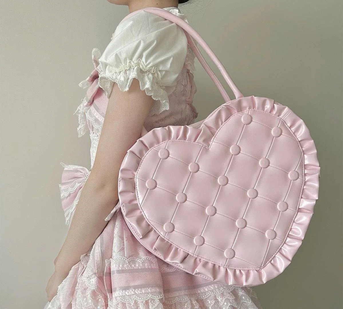 Heart Pillow - Sweet Lolita Heart-shaped Handbag or Shoulder Bag - Image 3