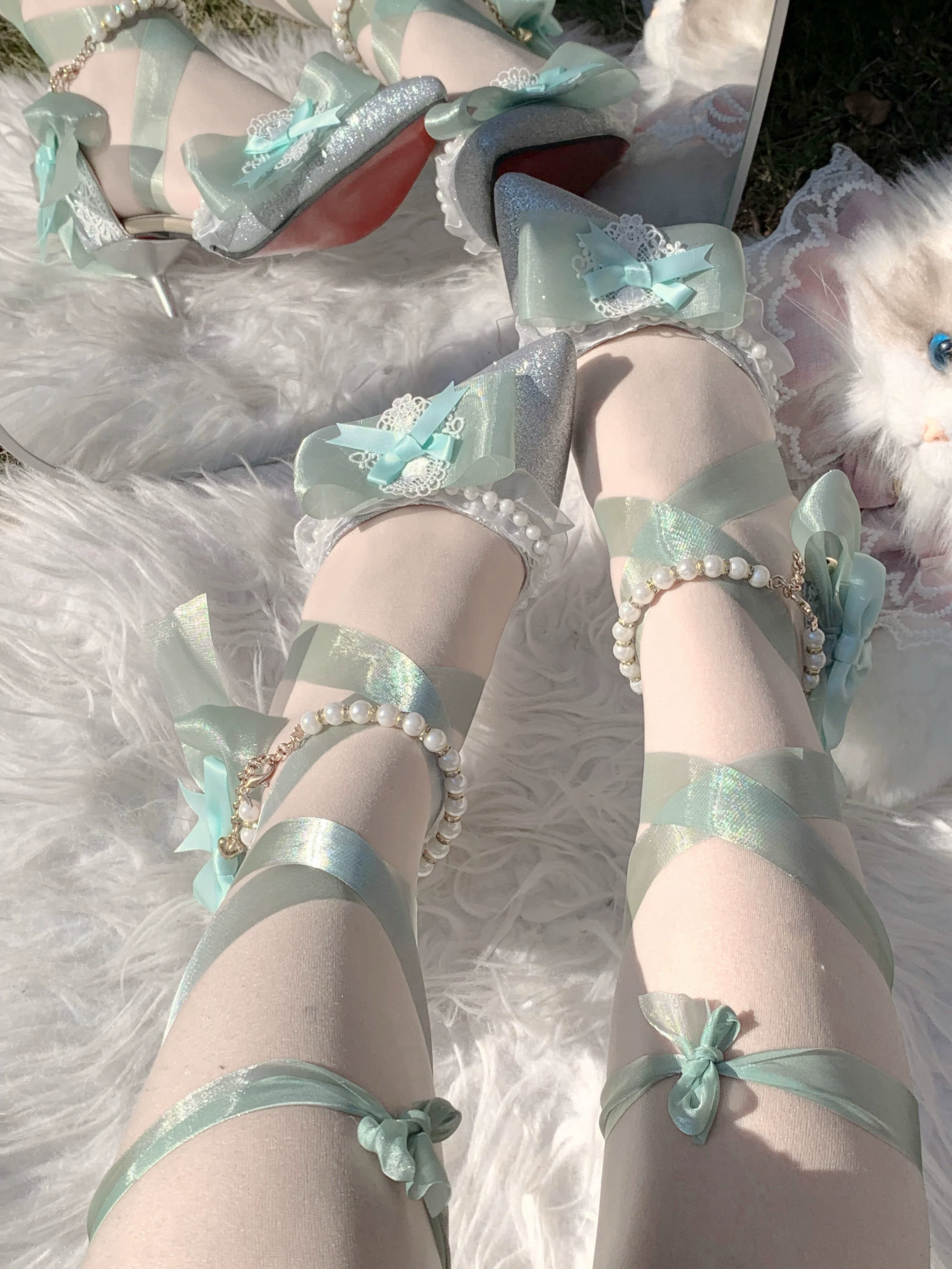 Soft Sheer Dance - Sweet Lolita Heel Shoes, Sheer Straps - Image 10