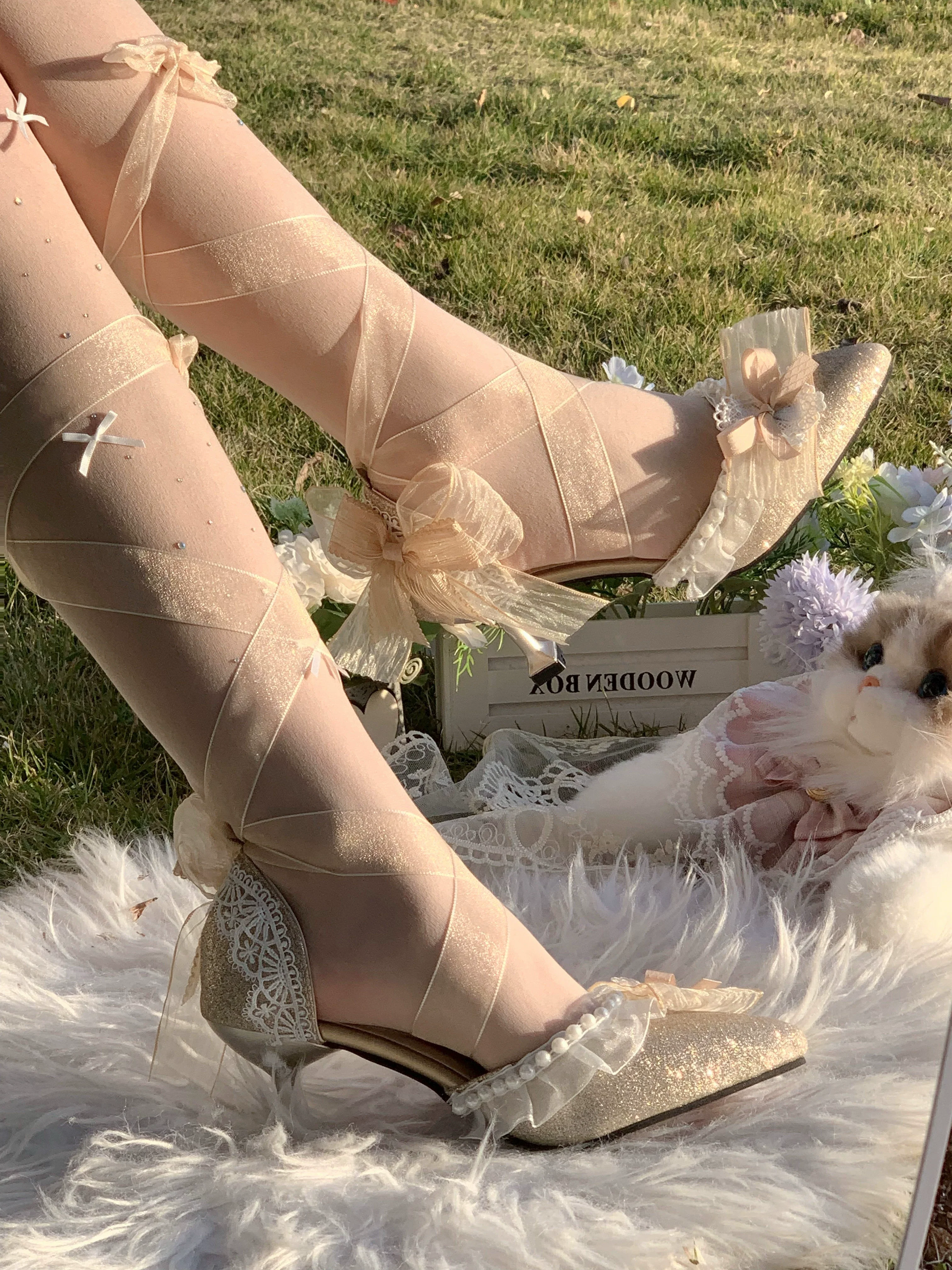 Soft Sheer Dance - Sweet Lolita Heel Shoes, Sheer Straps - Image 13