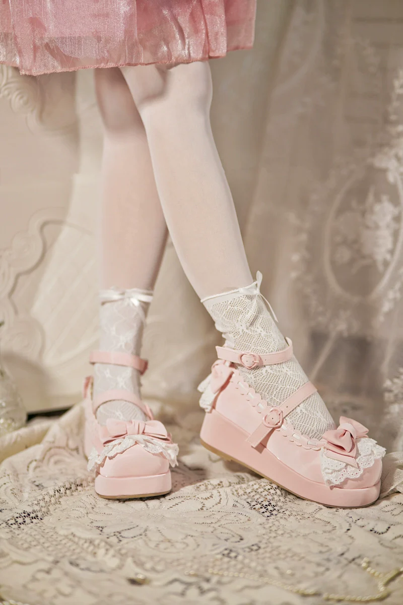Jiujiu Lolita - Milky Puff - Sweet Lolita Heels Shoes, Round Toe With Petite Wedge - Image 10
