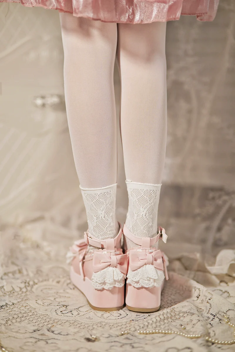 Jiujiu Lolita - Milky Puff - Sweet Lolita Heels Shoes, Round Toe With Petite Wedge - Image 11