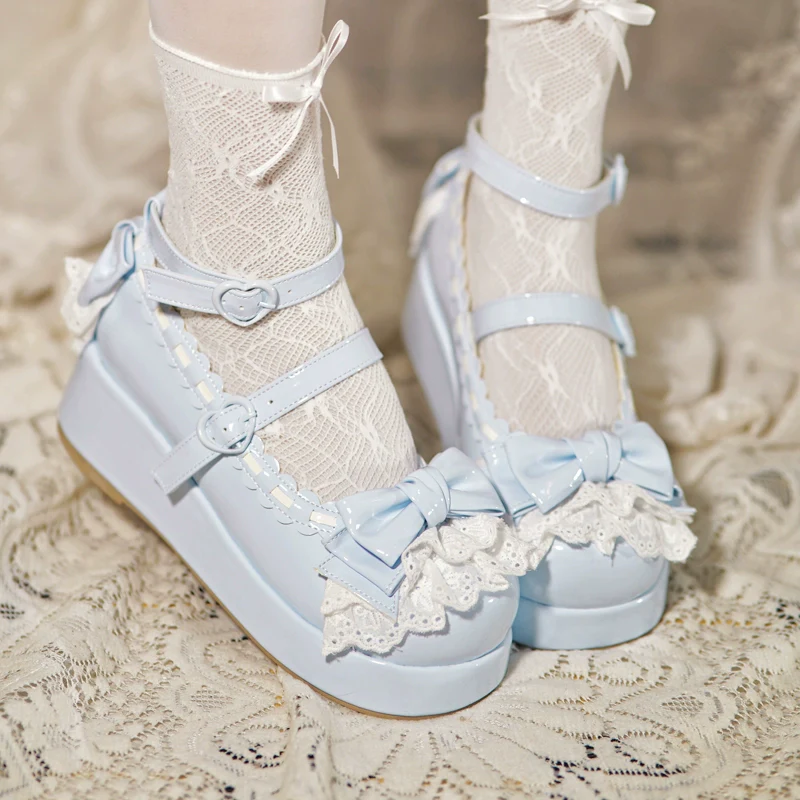 Jiujiu Lolita - Milky Puff - Sweet Lolita Heels Shoes, Round Toe With Petite Wedge - Image 12