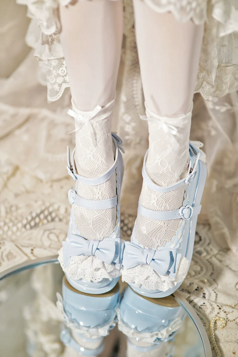 Jiujiu Lolita - Milky Puff - Sweet Lolita Heels Shoes, Round Toe With Petite Wedge - Image 13