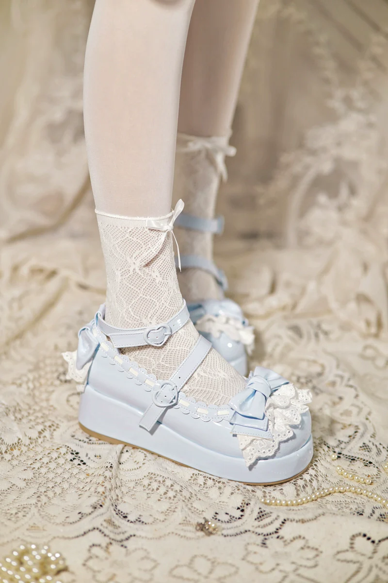 Jiujiu Lolita - Milky Puff - Sweet Lolita Heels Shoes, Round Toe With Petite Wedge - Image 14