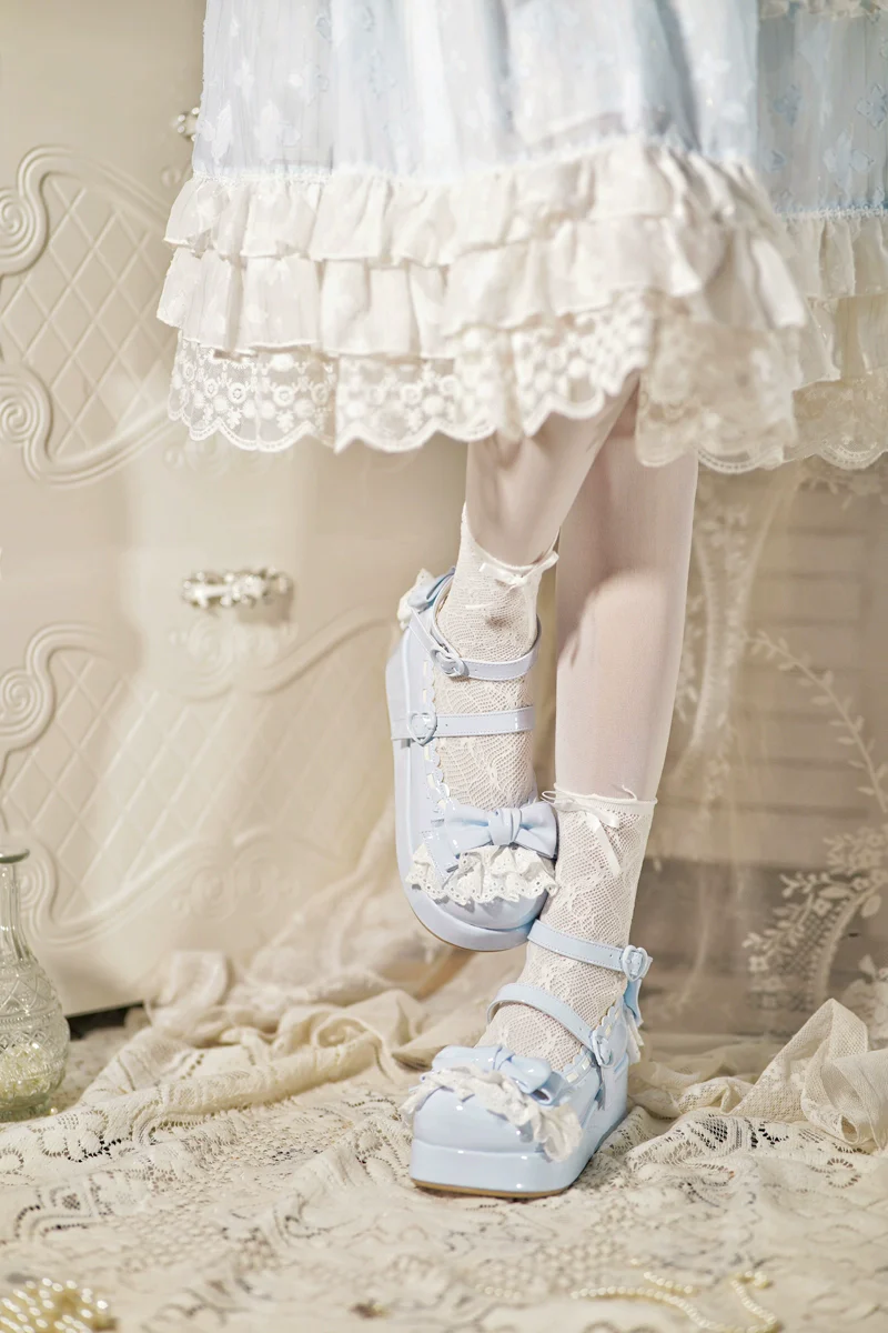 Jiujiu Lolita - Milky Puff - Sweet Lolita Heels Shoes, Round Toe With Petite Wedge - Image 15