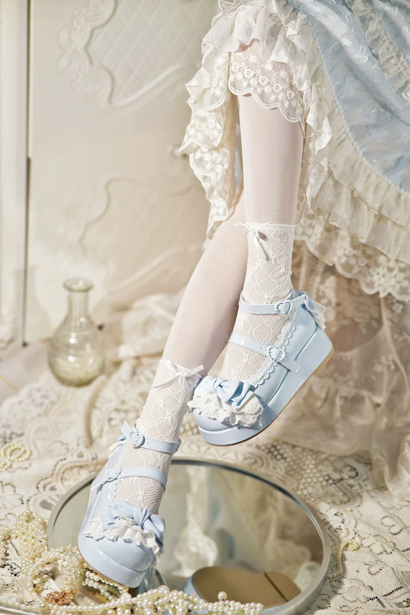 Jiujiu Lolita - Milky Puff - Sweet Lolita Heels Shoes, Round Toe With Petite Wedge - Image 16